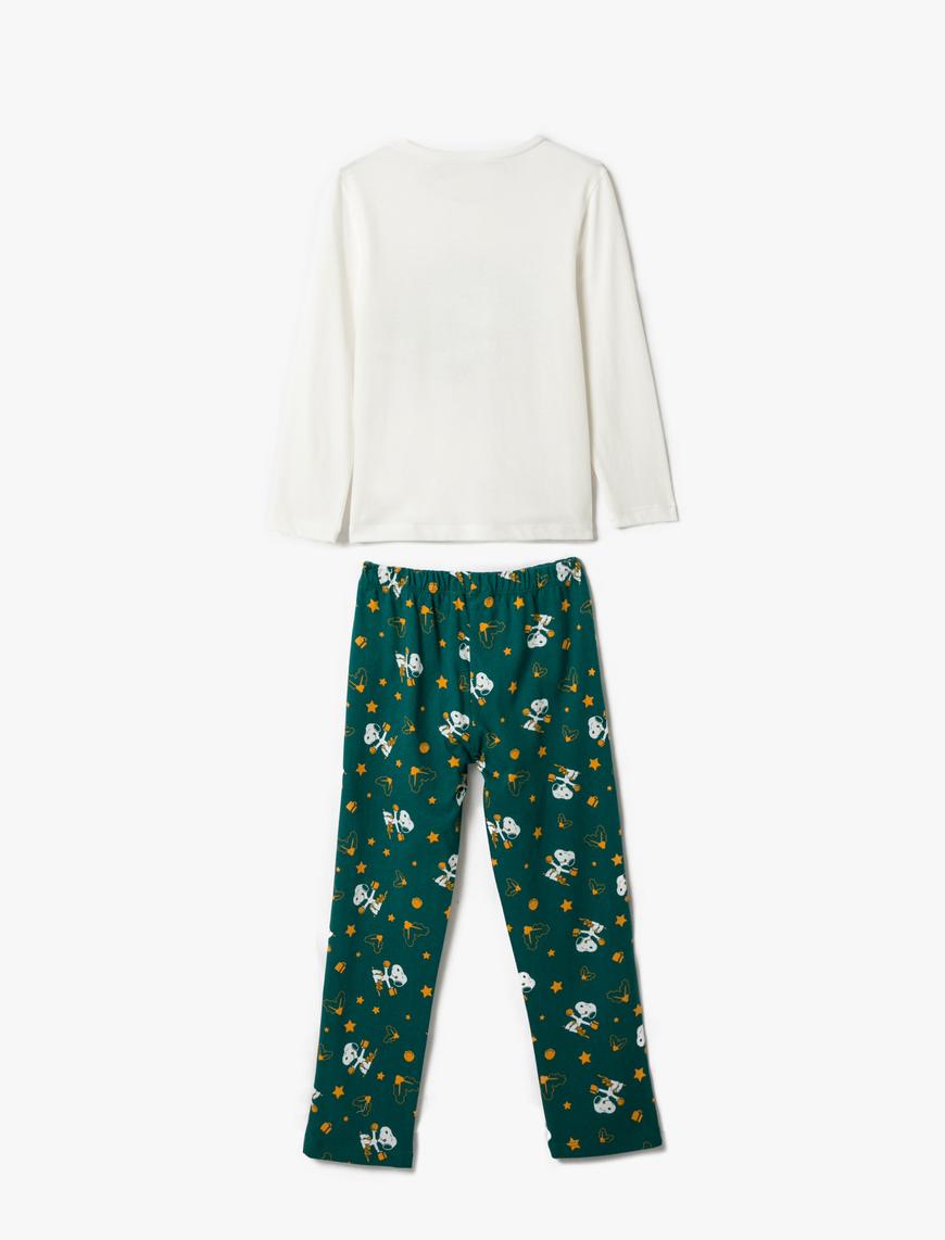  Kız Çocuk Kışlık Pijama Takımı Pamuklu Snoopy Baskılı Lisanslı