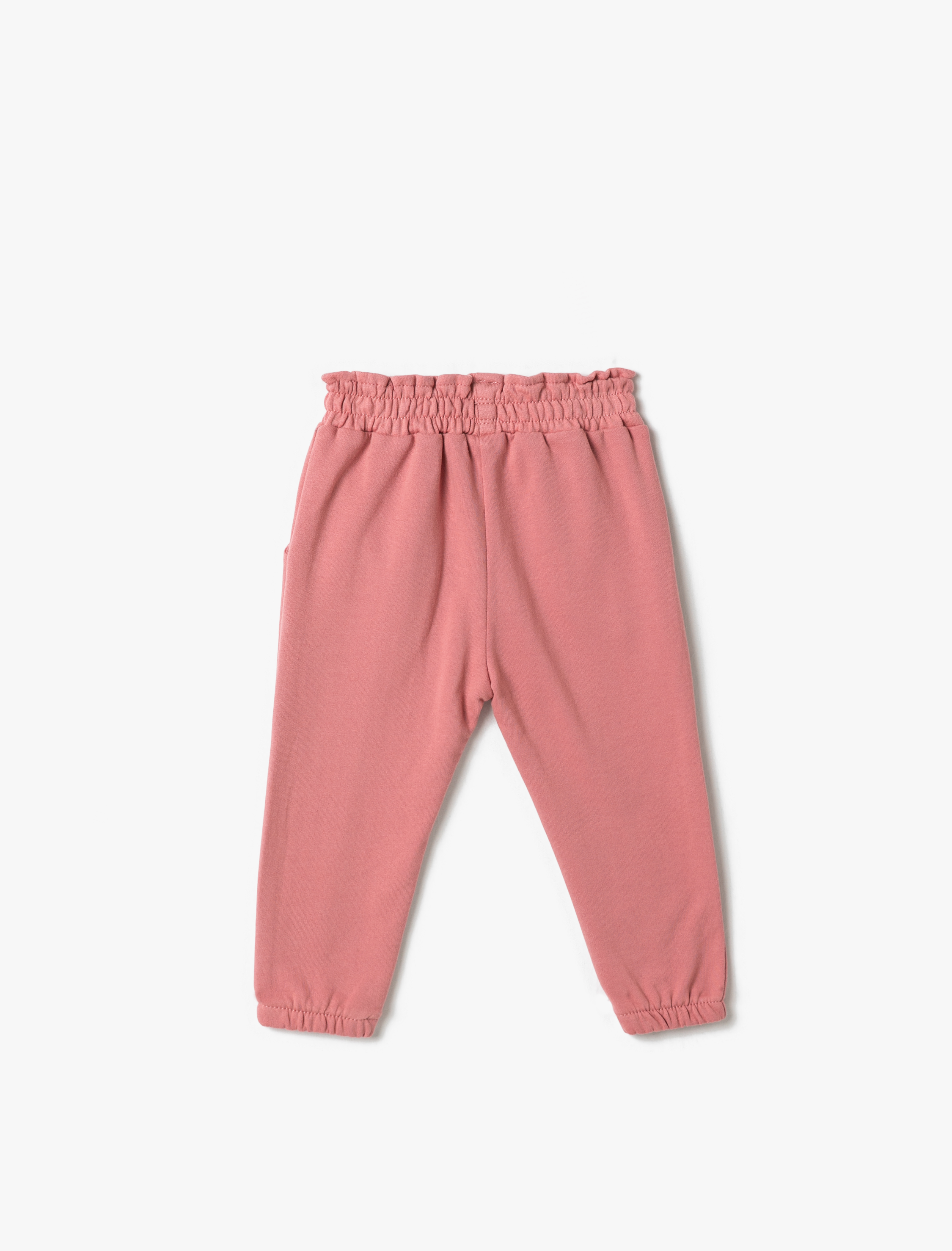  Kız Bebek Basic Pamuklu Jogger Eşofman Altı Beli Lastikli