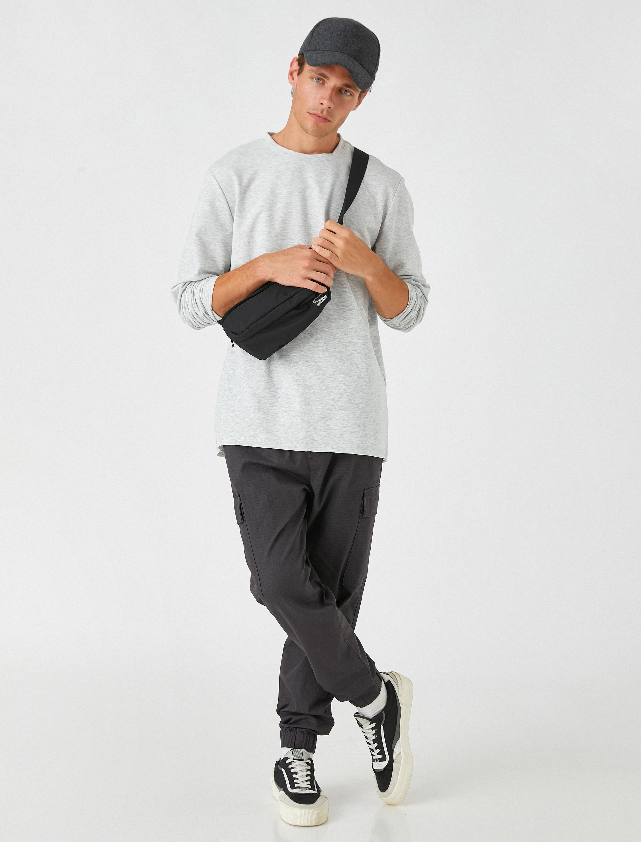   Basic Tişört Uzun Kollu Bisiklet Yaka