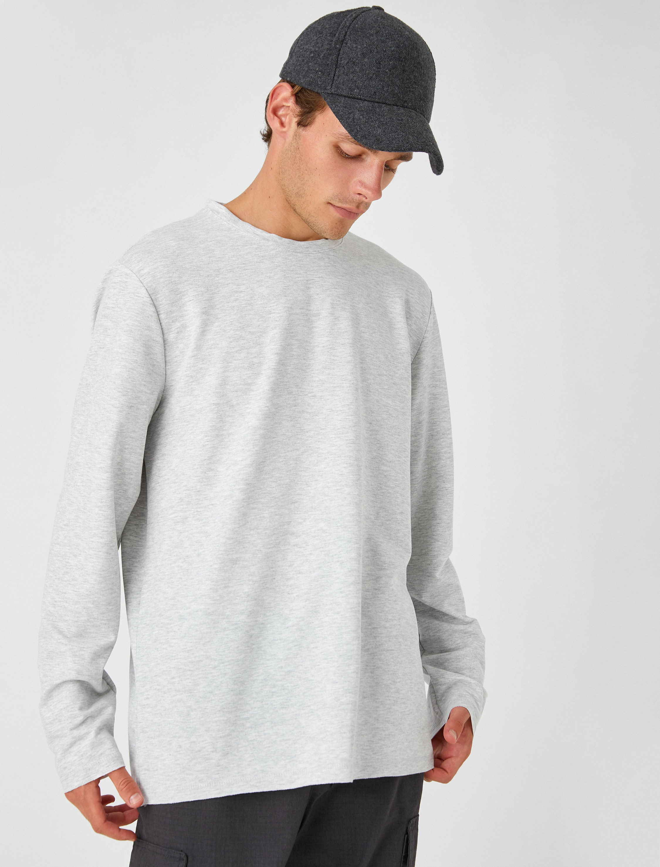   Basic Tişört Uzun Kollu Bisiklet Yaka