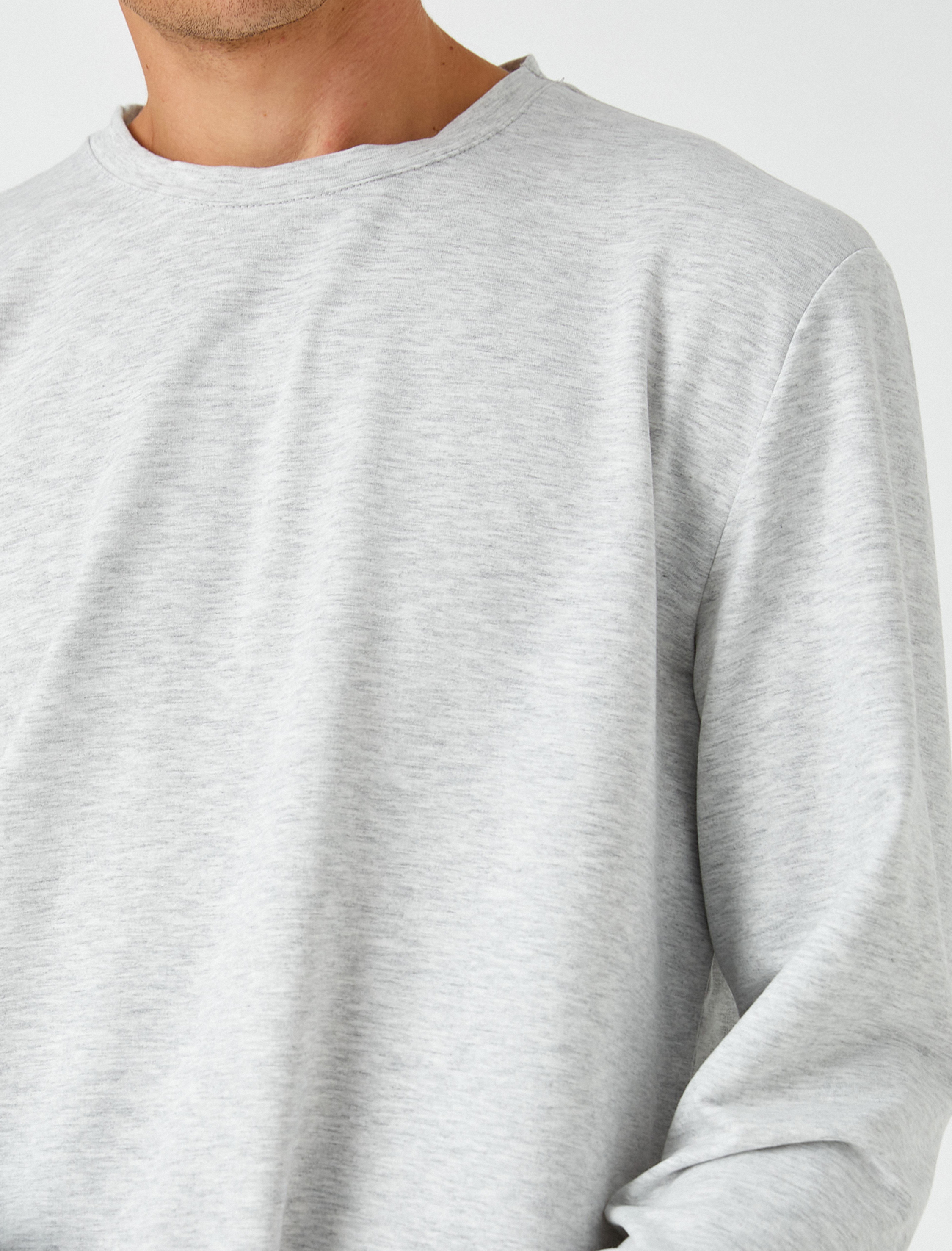   Basic Tişört Uzun Kollu Bisiklet Yaka