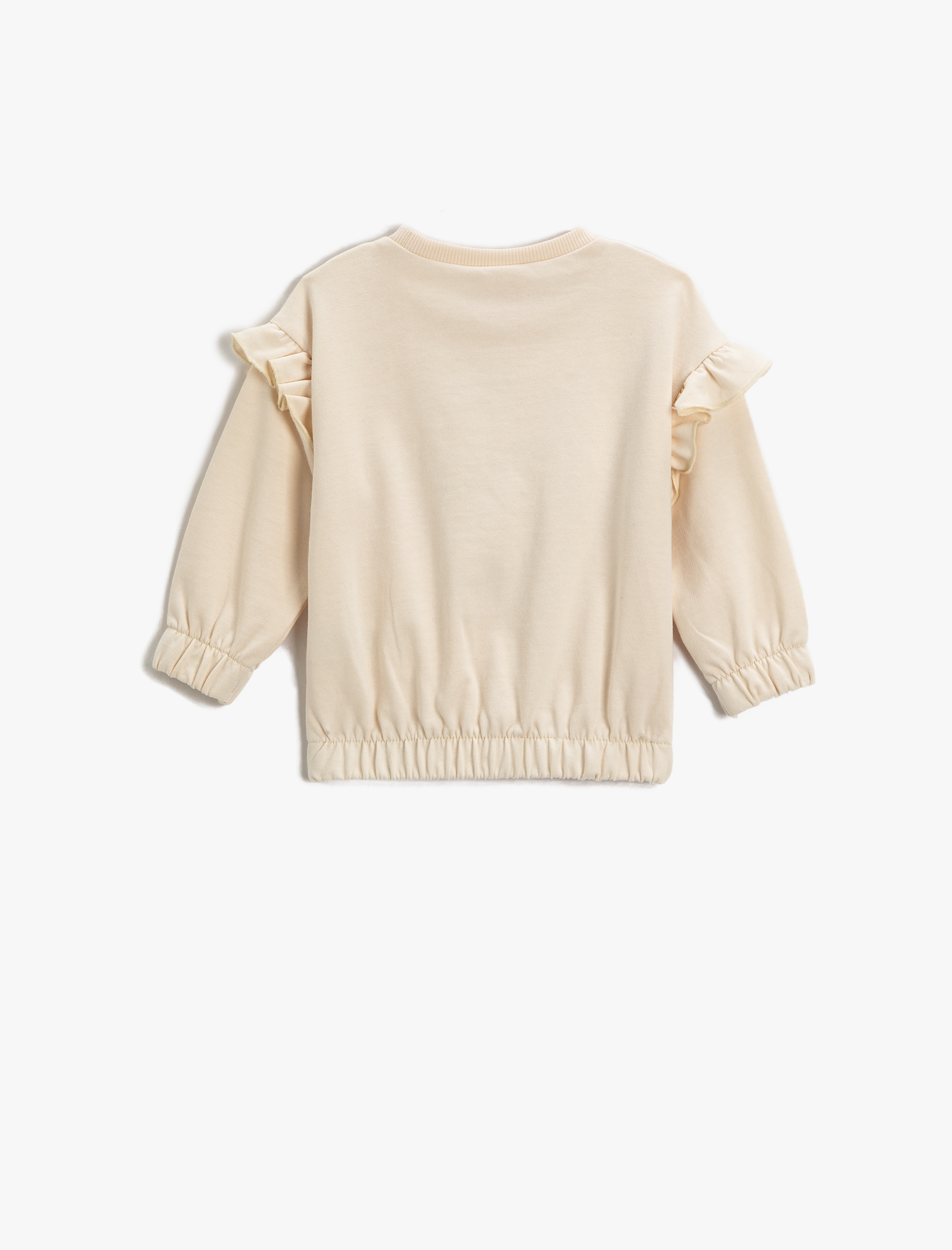  Kız Bebek Kedi Baskılı Fırfırlı Sweatshirt Pamuklu