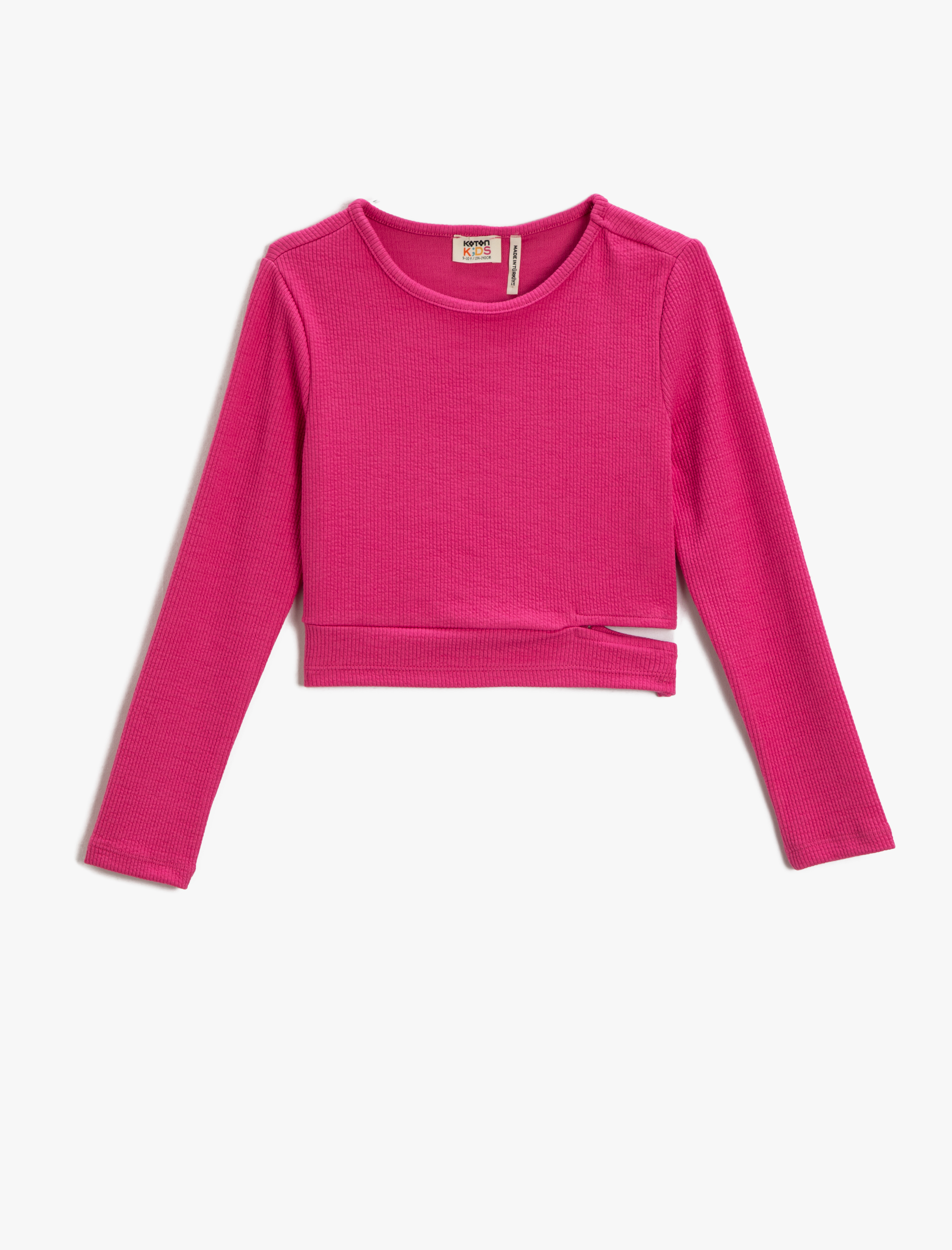 Kız Çocuk Basic Crop Sweatshirt Pencere Detaylı