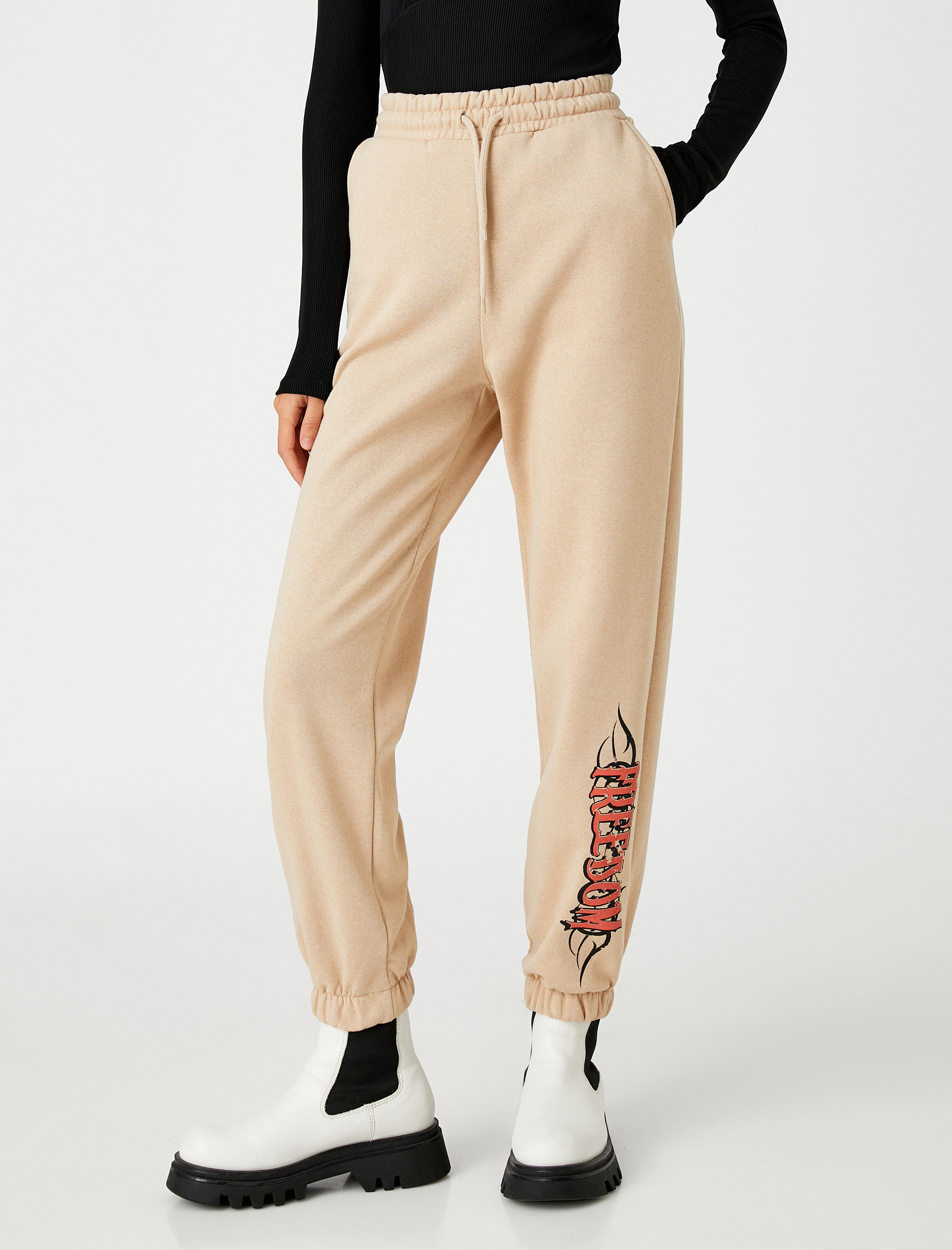   Jogger Eşofman Altı Baskılı İçi Polarlı