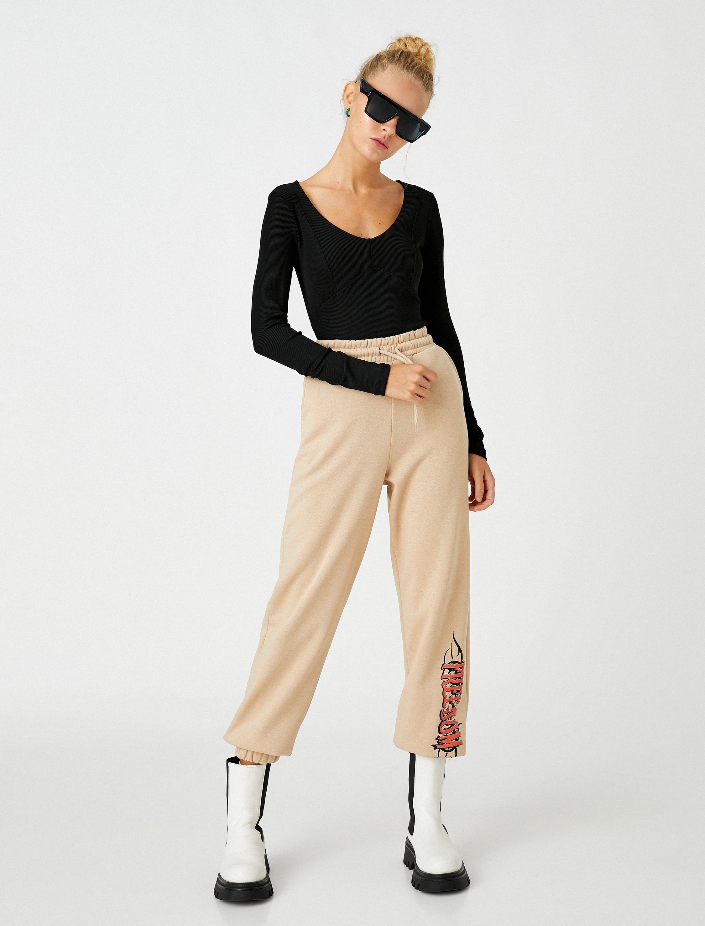   Jogger Eşofman Altı Baskılı İçi Polarlı