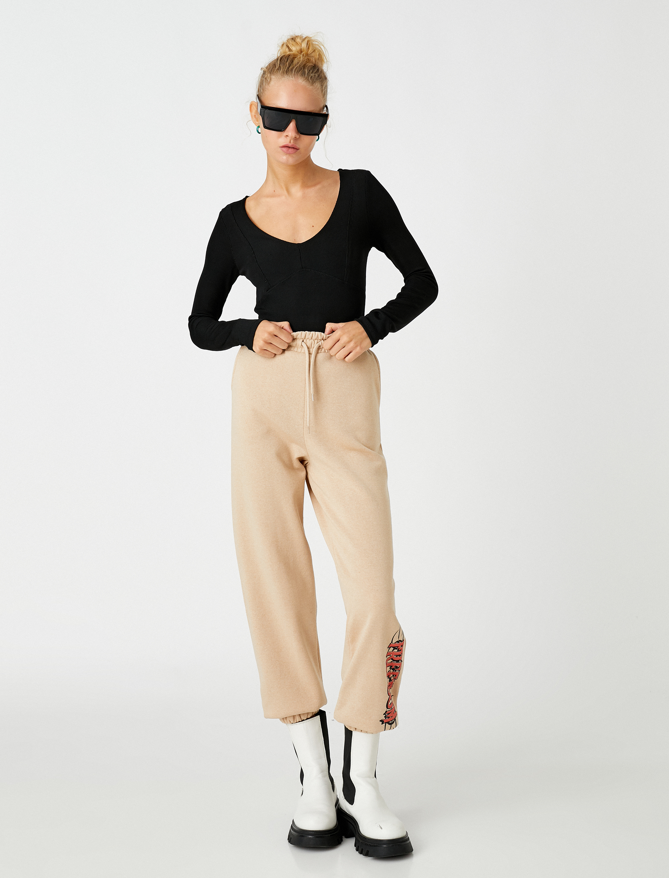   Jogger Eşofman Altı Baskılı İçi Polarlı