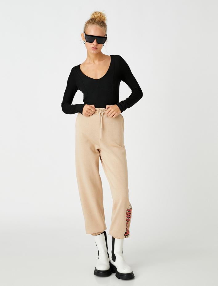  Jogger Eşofman Altı Baskılı İçi Polarlı