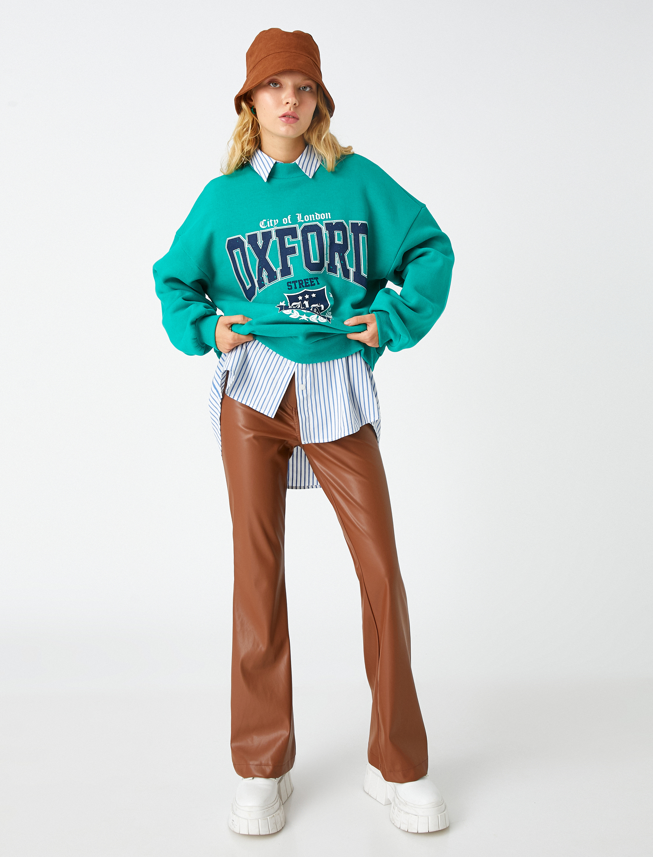   Deri Görünümlü Pantolon İspanyol Paça