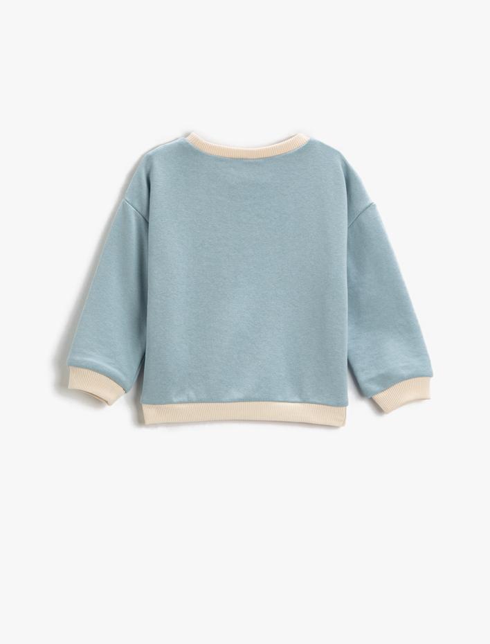 Erkek Bebek Baskılı Bisiklet Yaka Sweatshirt