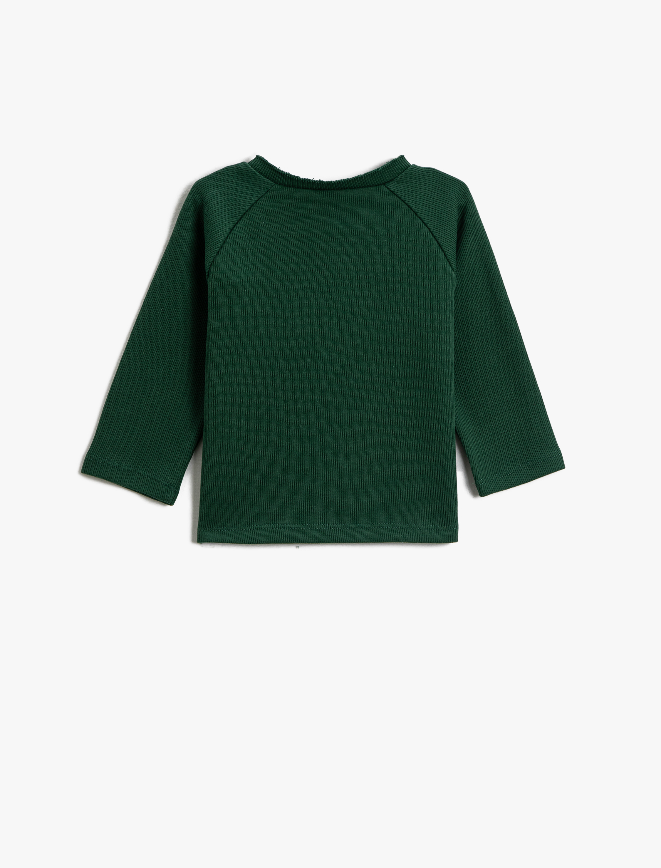  Erkek Bebek Basic Ribanalı Düğme Detaylı Sweatshirt Pamuklu