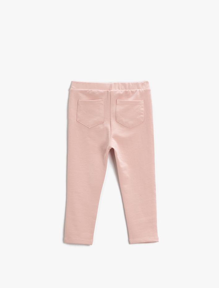 Kız Bebek Basic Cepli Tayt Beli Lastikli Pamuklu