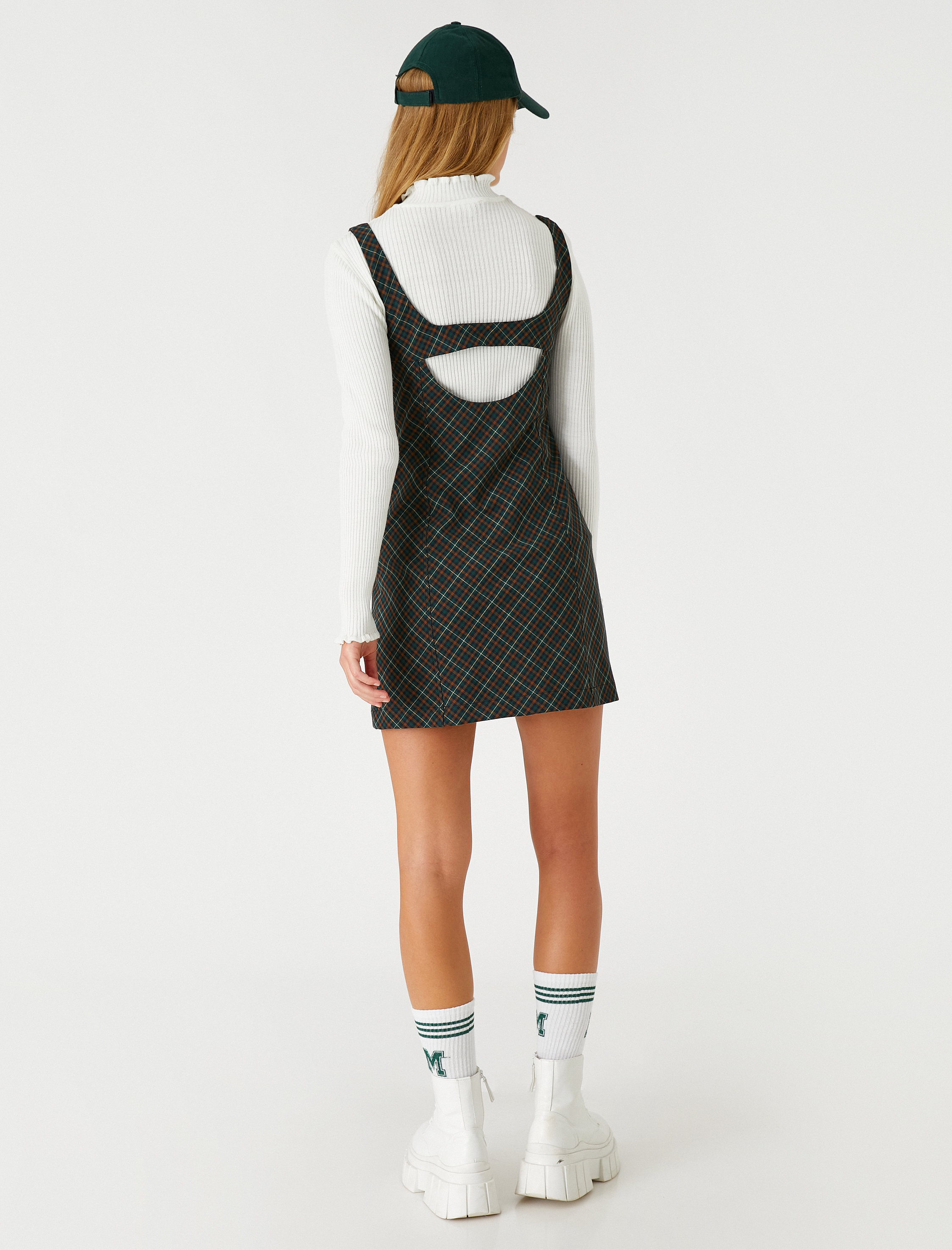   Jile Elbise Ekoseli Kare Yaka