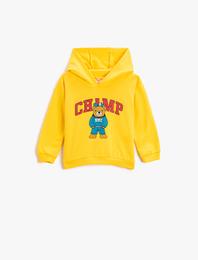 Bisiklet Yaka Baskılı Sweatshirt Pamuklu
