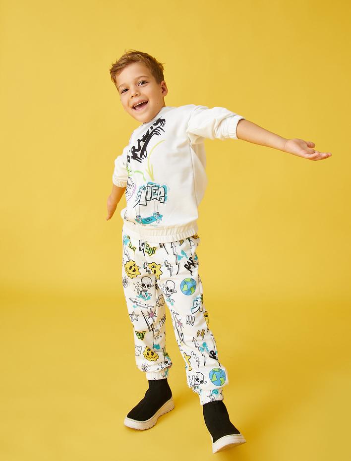 Erkek Çocuk Baskılı Jogger Eşofman Altı