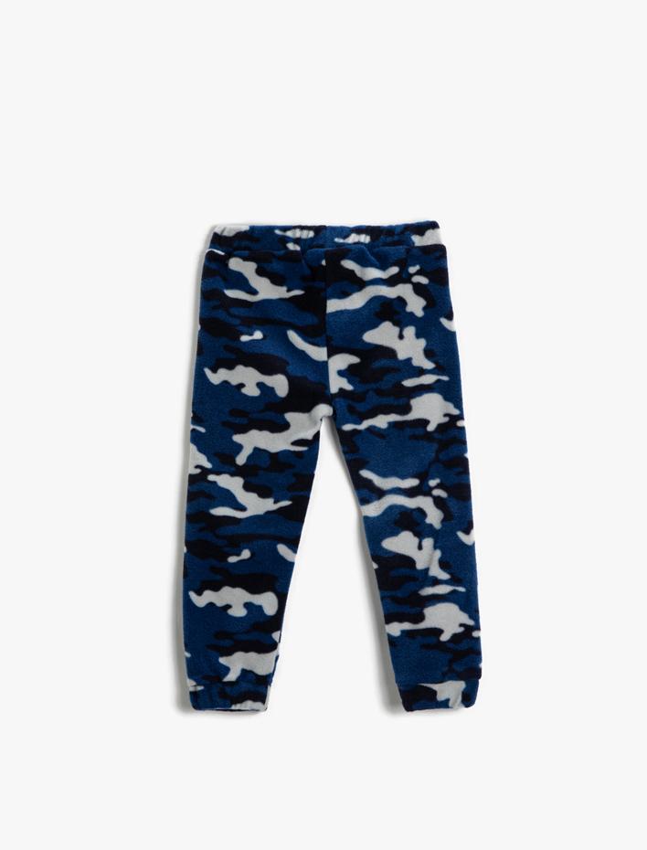 Erkek Bebek Peluş Eşofman Altı Kamuflaj Desenli