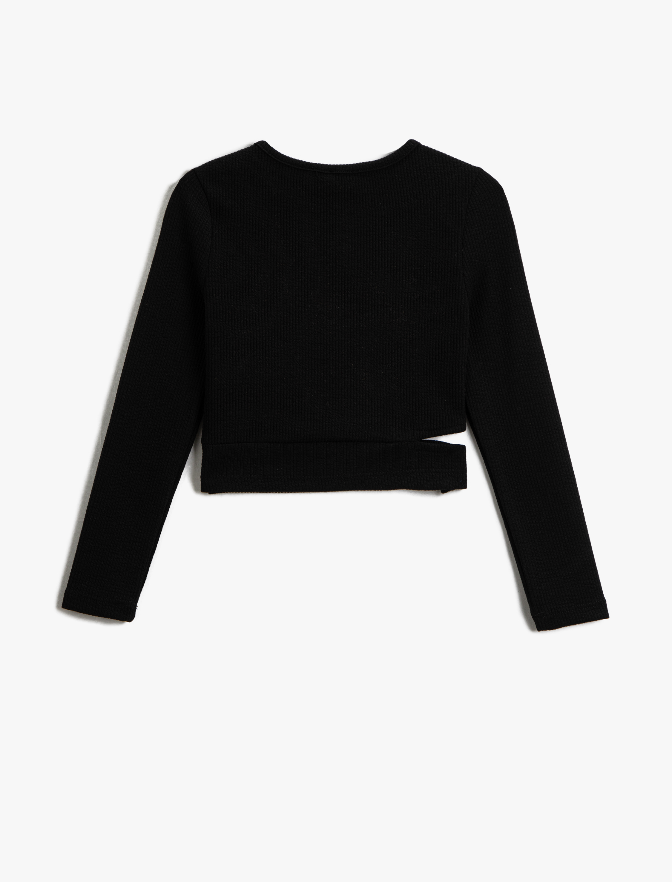 Siyah K z Cocuk Basic Crop Sweatshirt Pencere Detayl 3WKG10221AK Koton