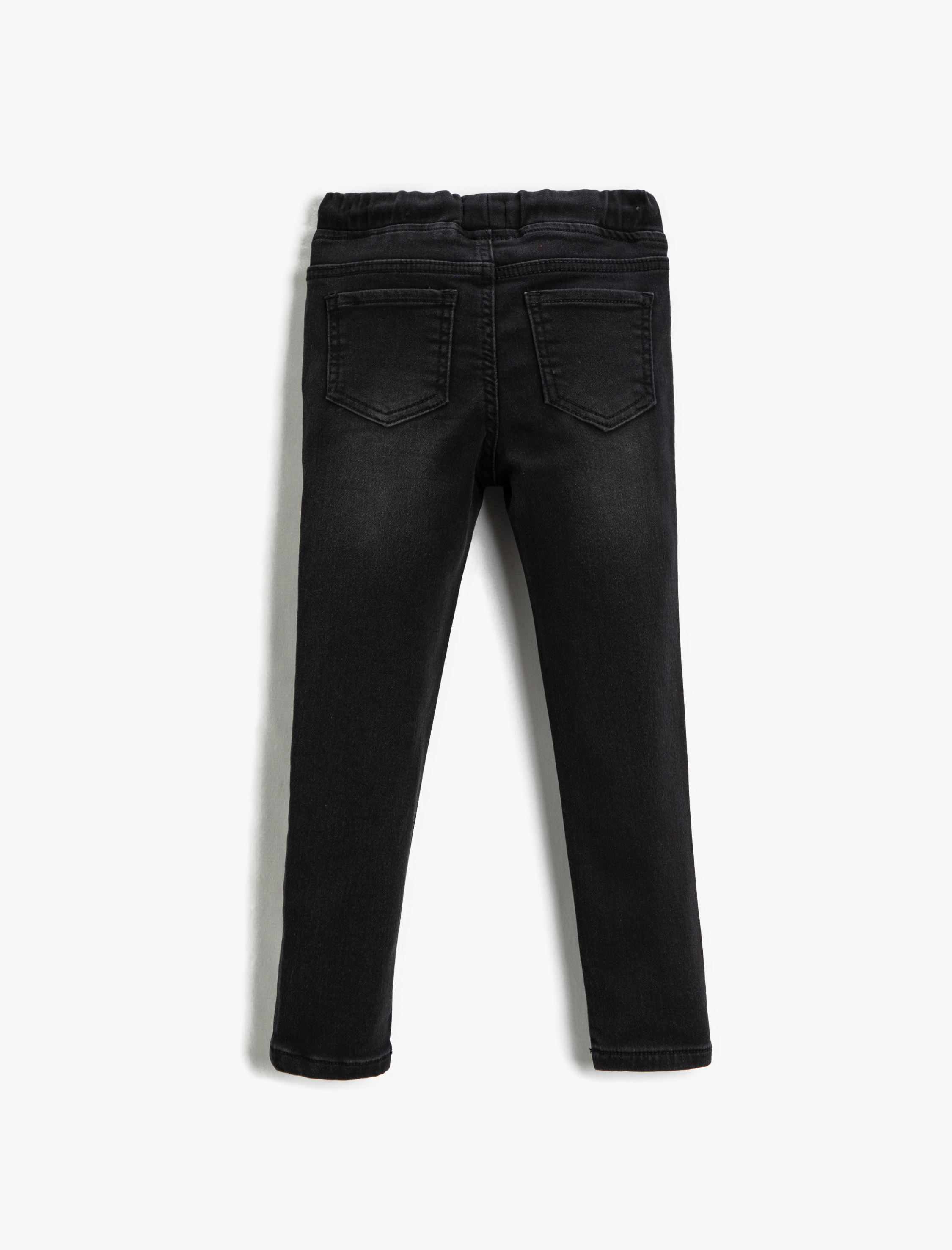  Erkek Çocuk Kot Pantolon Beli Bağlamalı Pamuklu Cepli - Slim Jean