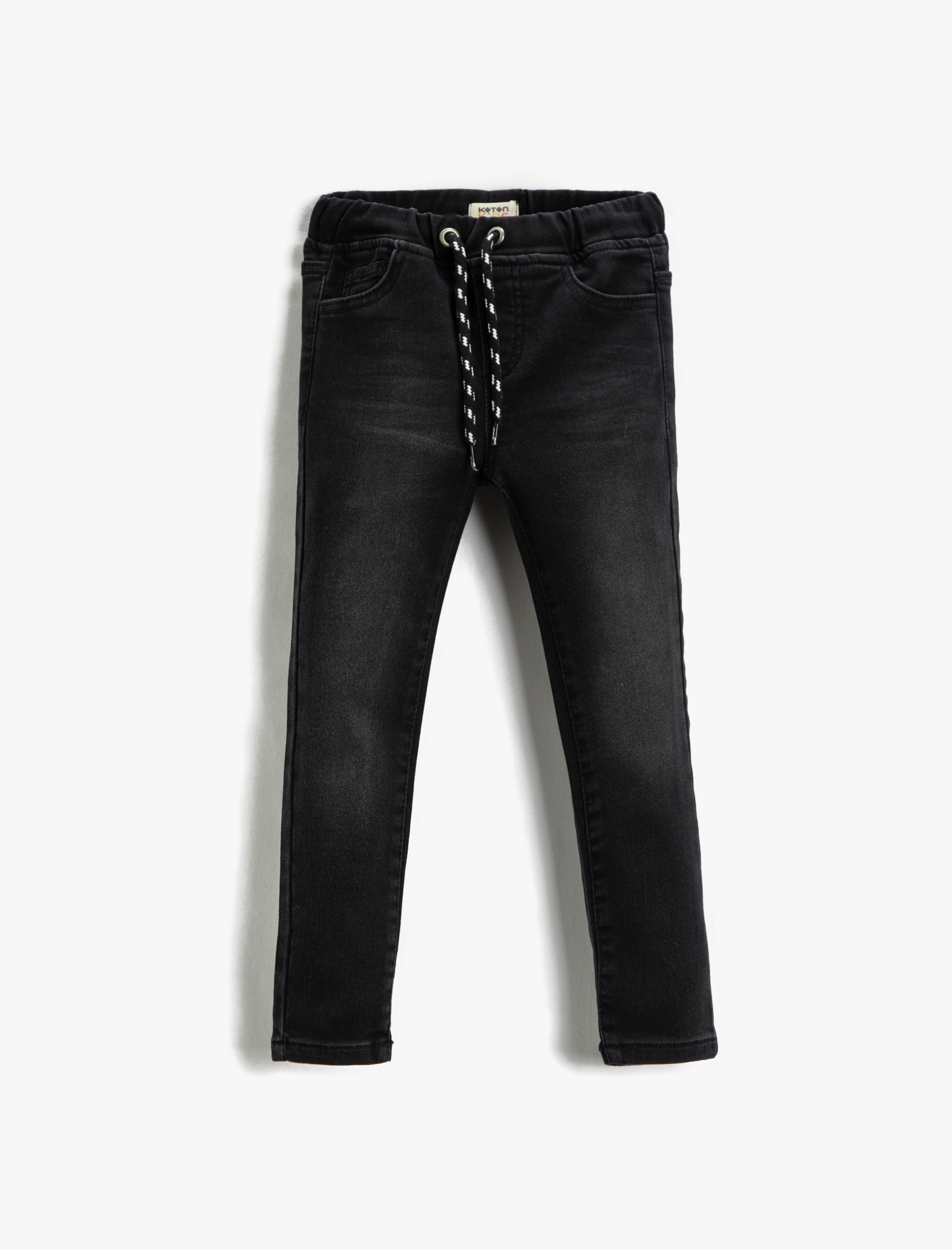  Erkek Çocuk Kot Pantolon Beli Bağlamalı Pamuklu Cepli - Slim Jean