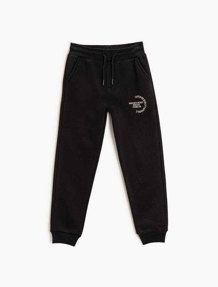 Erkek Çocuk Baskı Detaylı Jogger Eşofman Altı Beli Bağlamalı