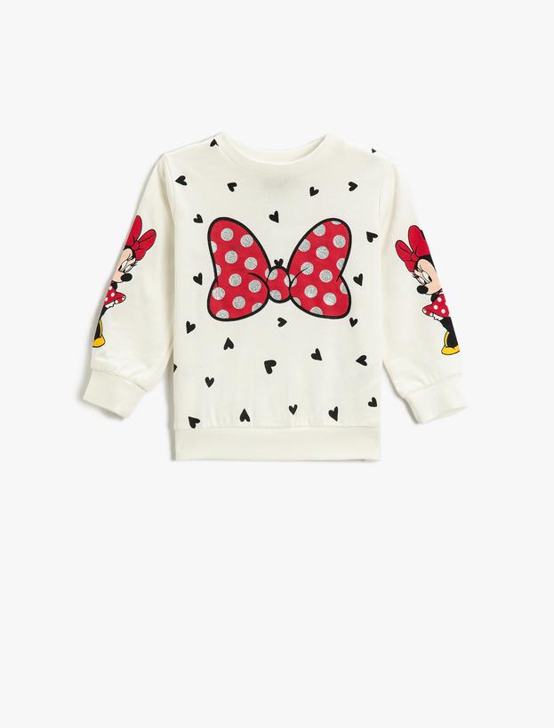  Kız Bebek Minnie Mouse Baskılı Lisanslı Sweatshirt Pamuklu