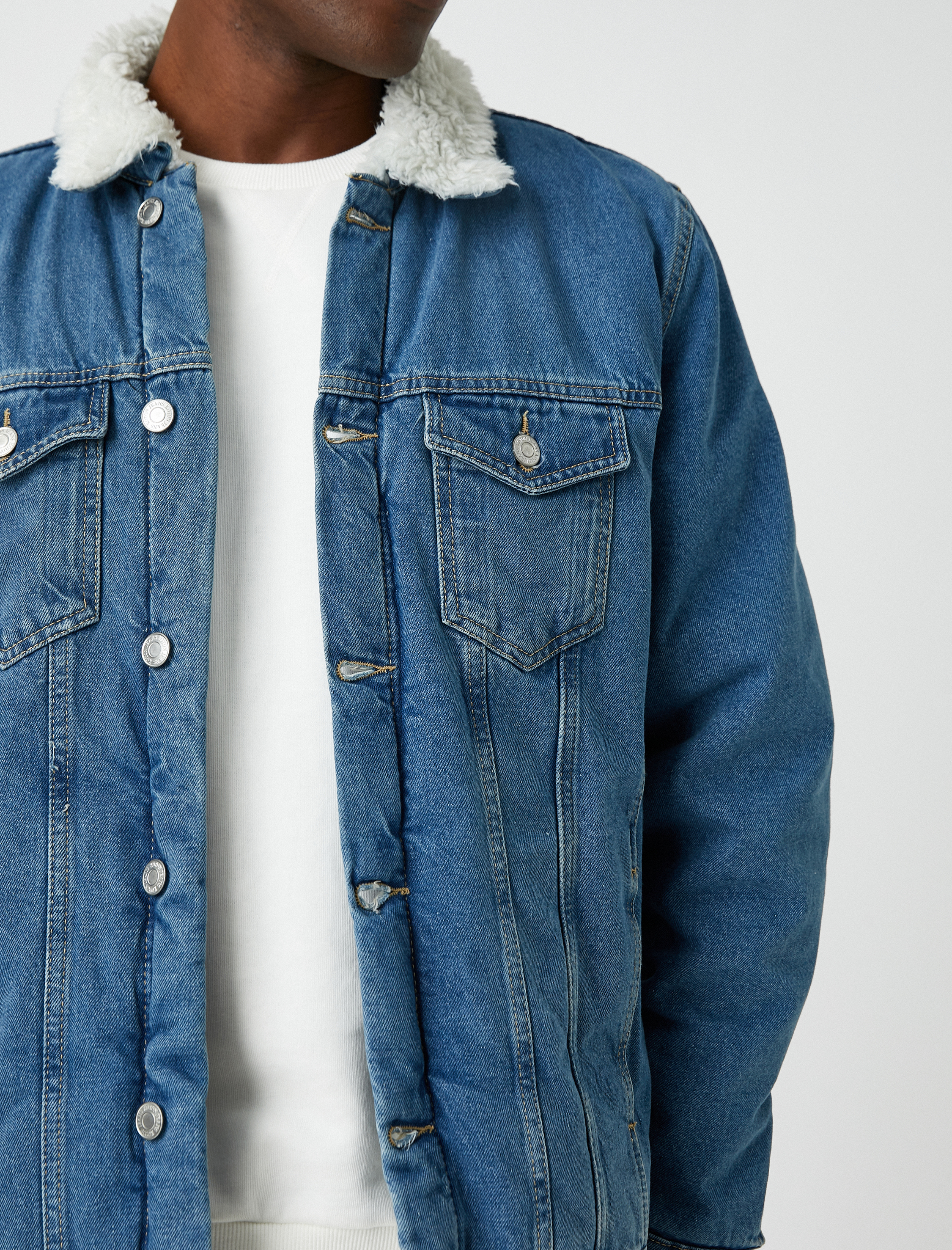   Basic Kot Ceket Yaka Detaylı