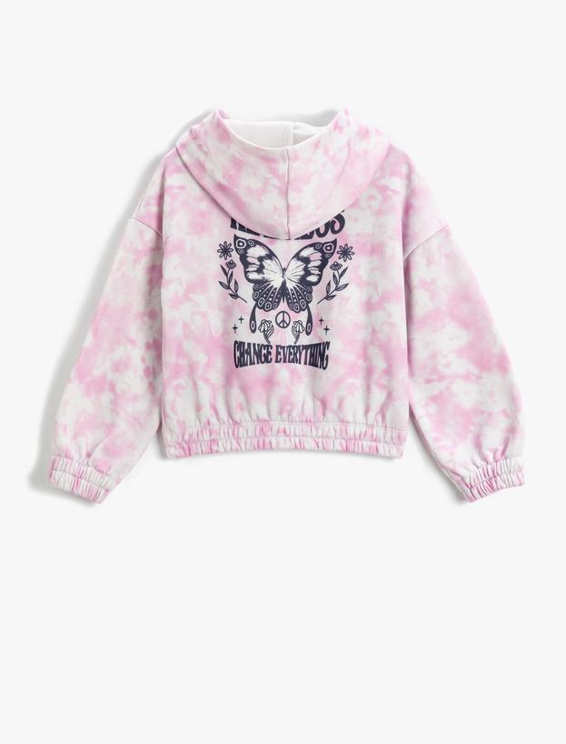  Kız Çocuk Batik Desenli Crop Sweatshirt