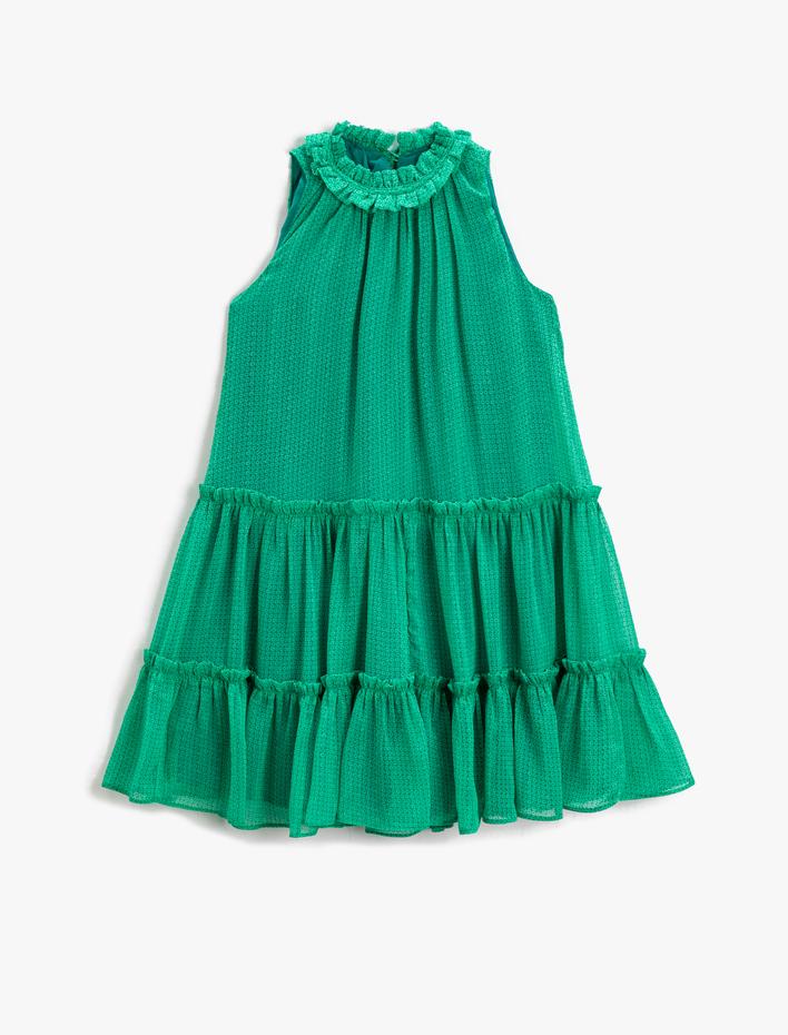 Kız Çocuk Midi Elbise Halter Yaka