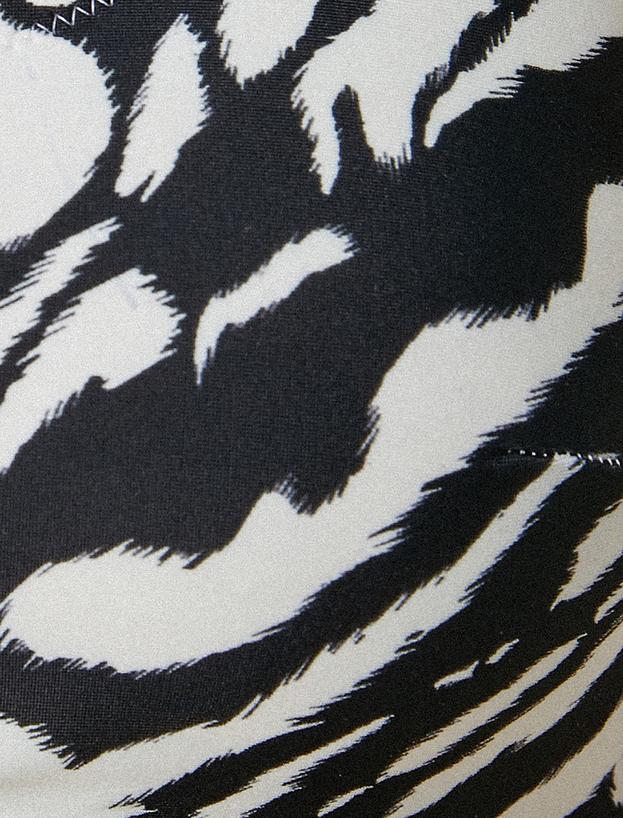   Zebra Desenli Bikini Üstü Tek Omuz