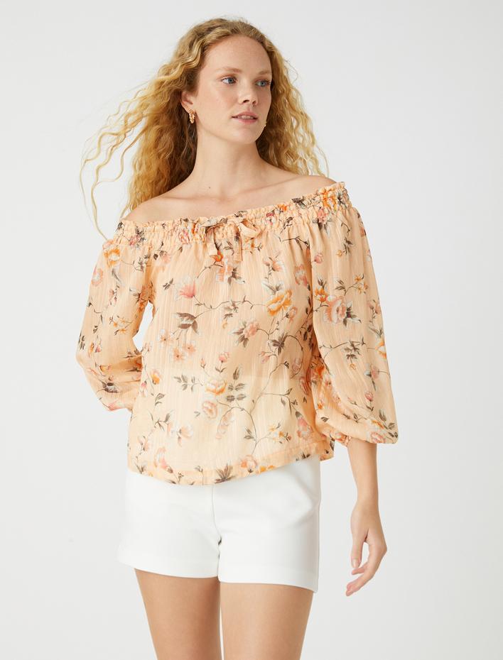  Omzu Açık Şifon Bluz