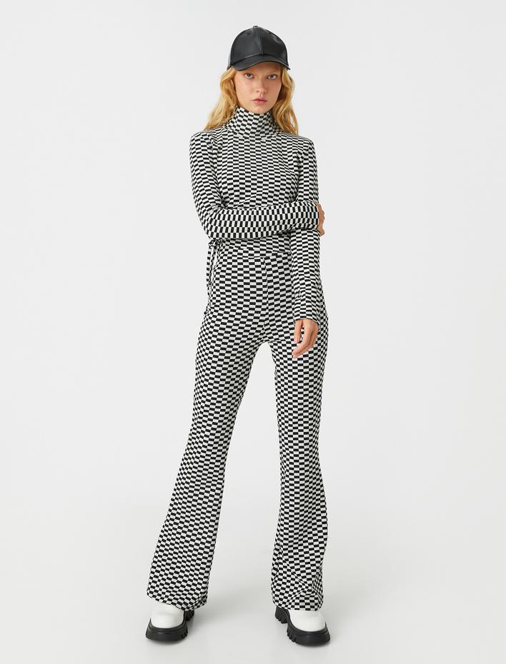  Crop Tişört Dik Yaka Büzgülü