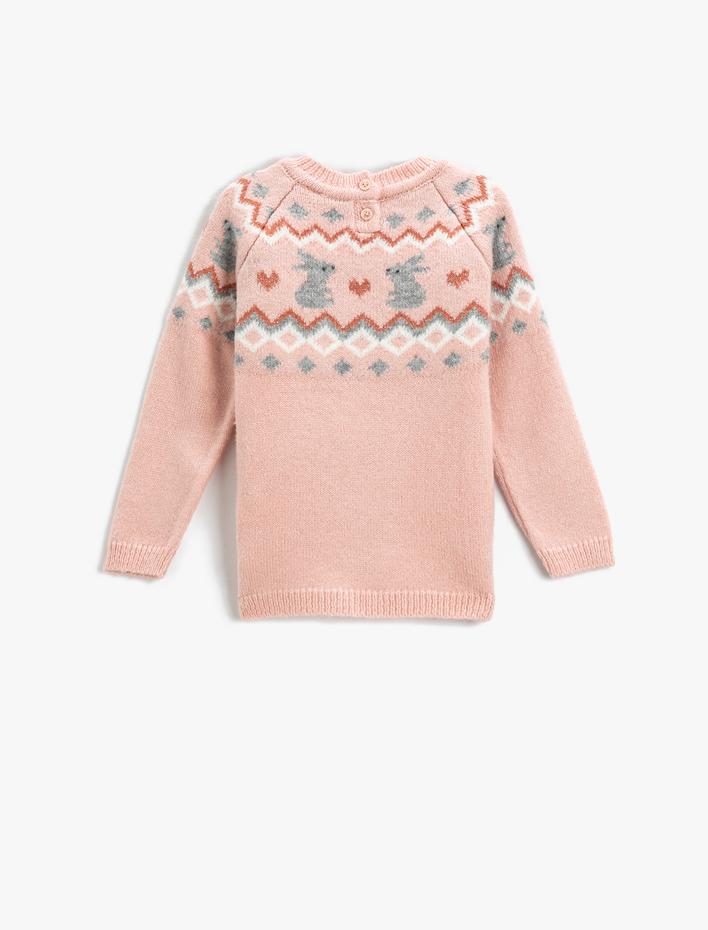 Kız Bebek Triko Kazak Tavşan Desenli