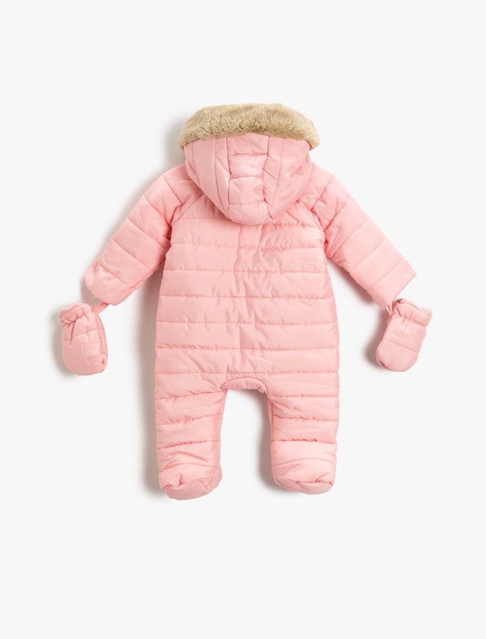 Kız Bebek Astronot Tulum Dolgulu Kapüşonlu