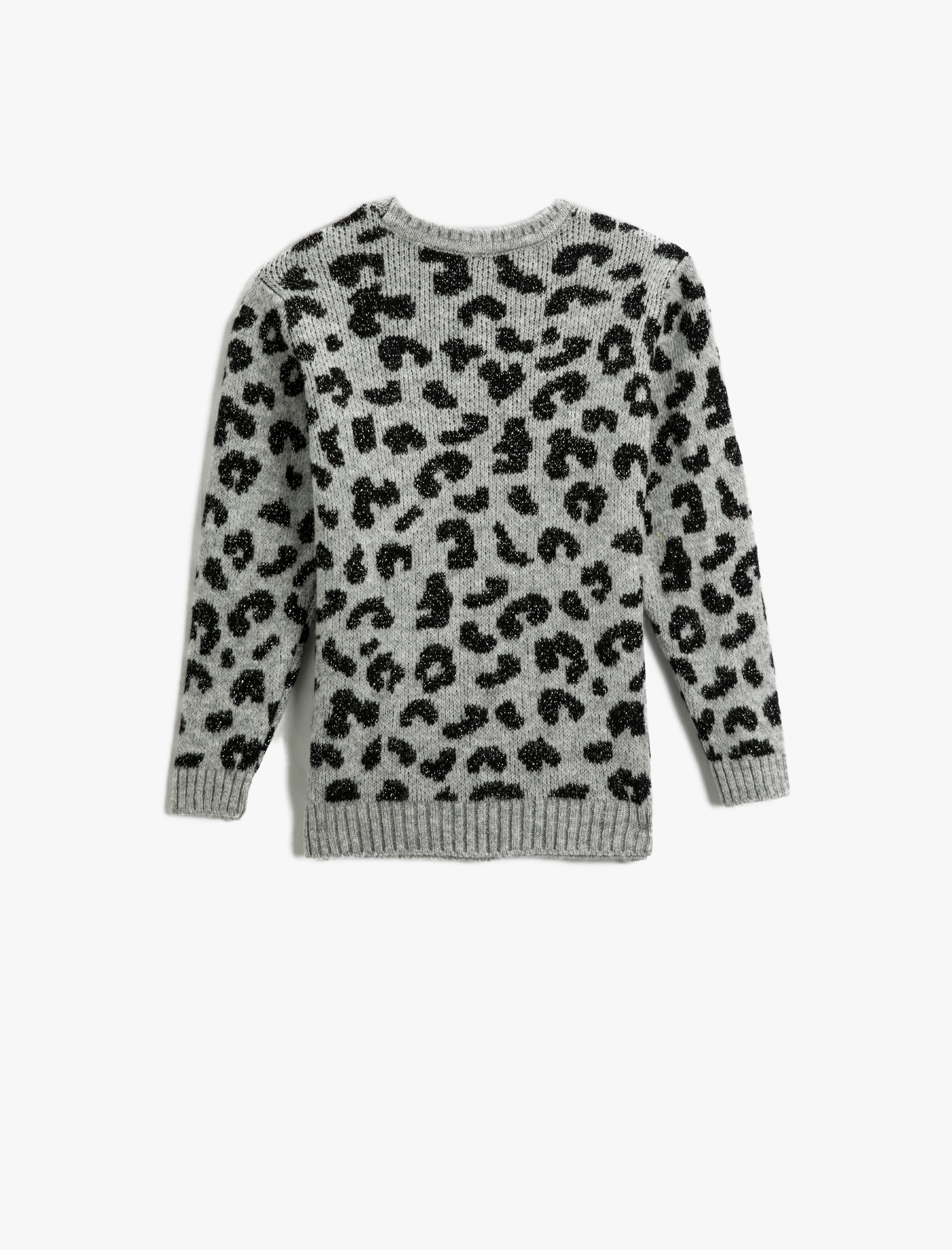 Kız Çocuk Leopar Desenli Kazak Bisiklet Yaka