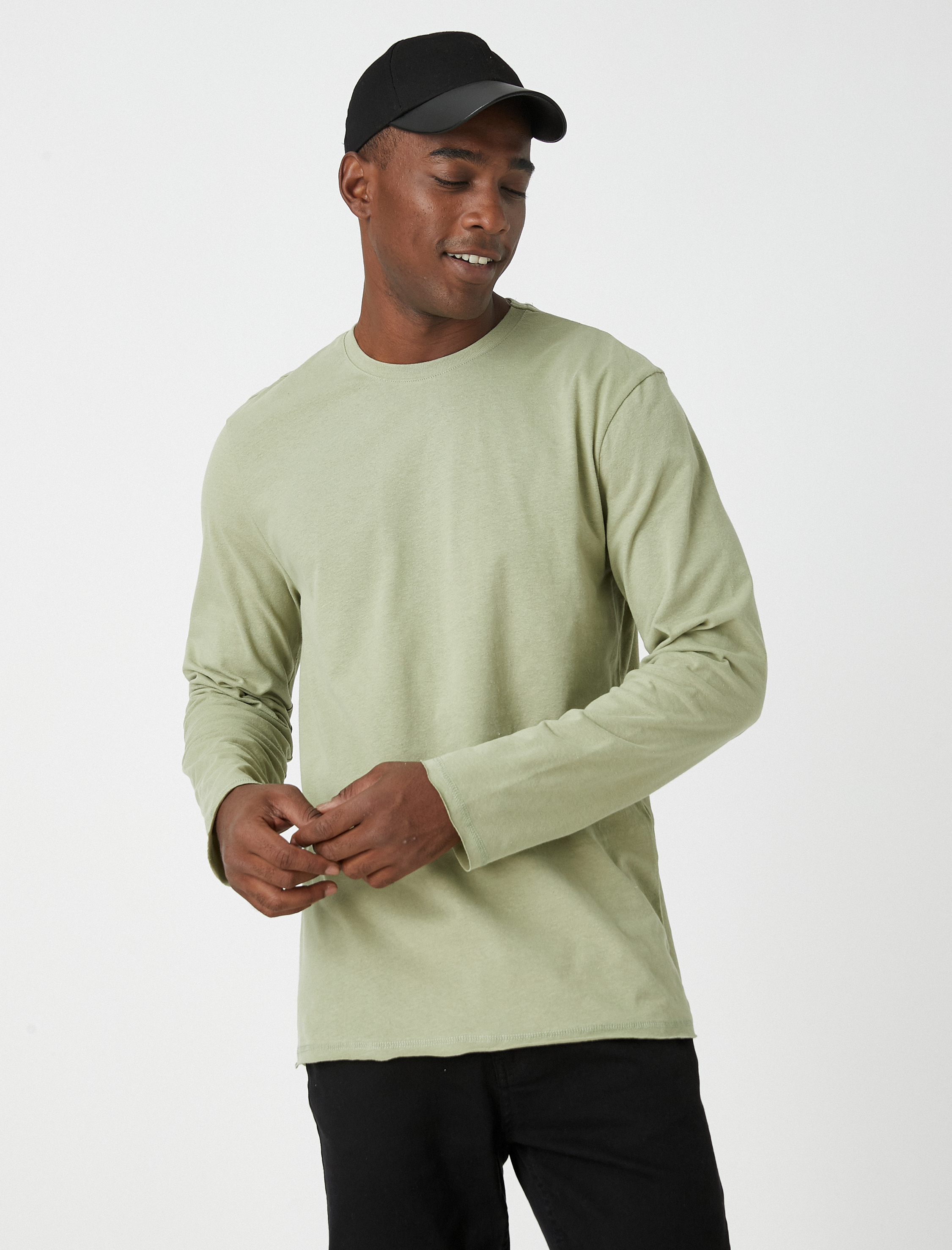   Uzun Kollu Tişört Bisiklet Yaka