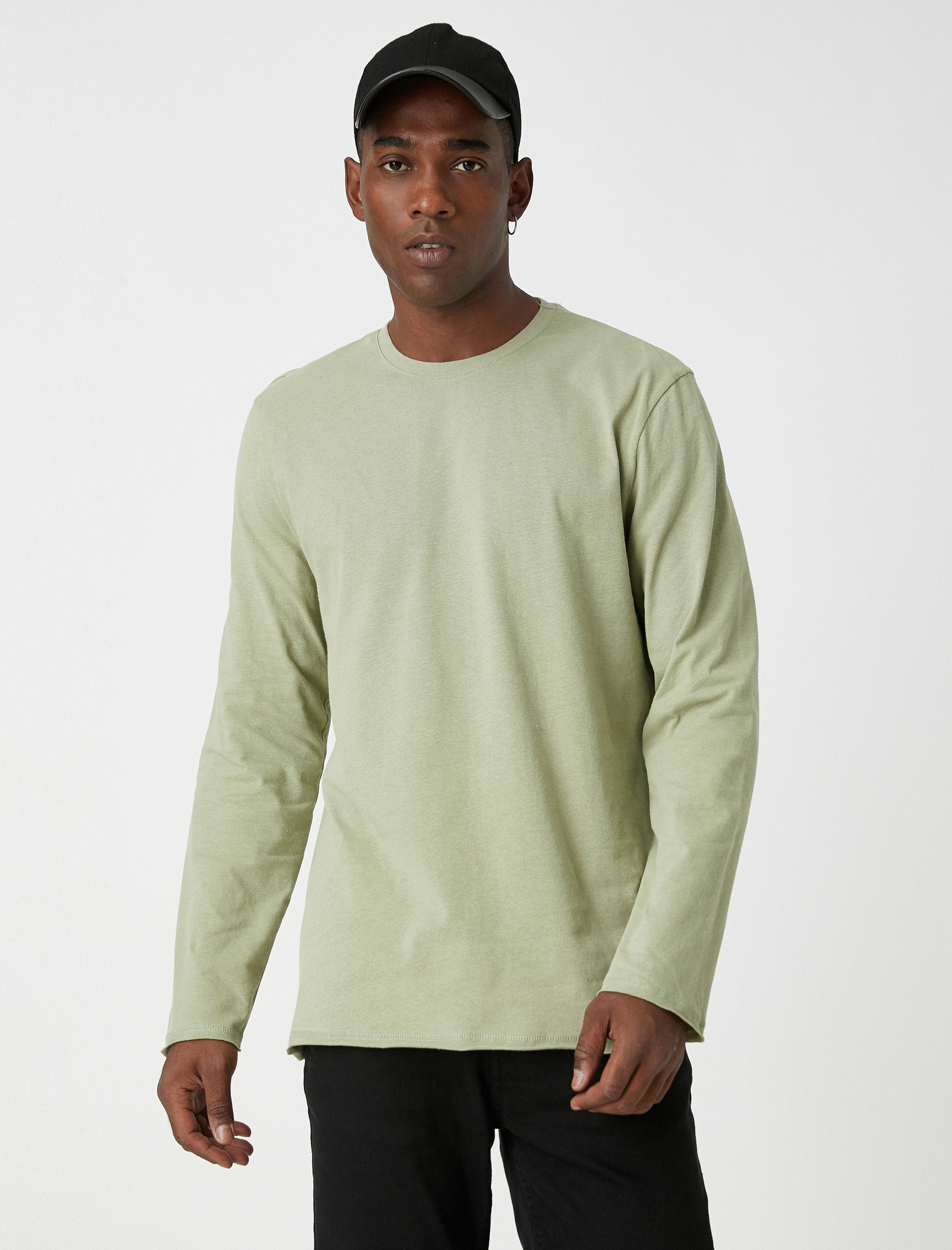   Uzun Kollu Tişört Bisiklet Yaka