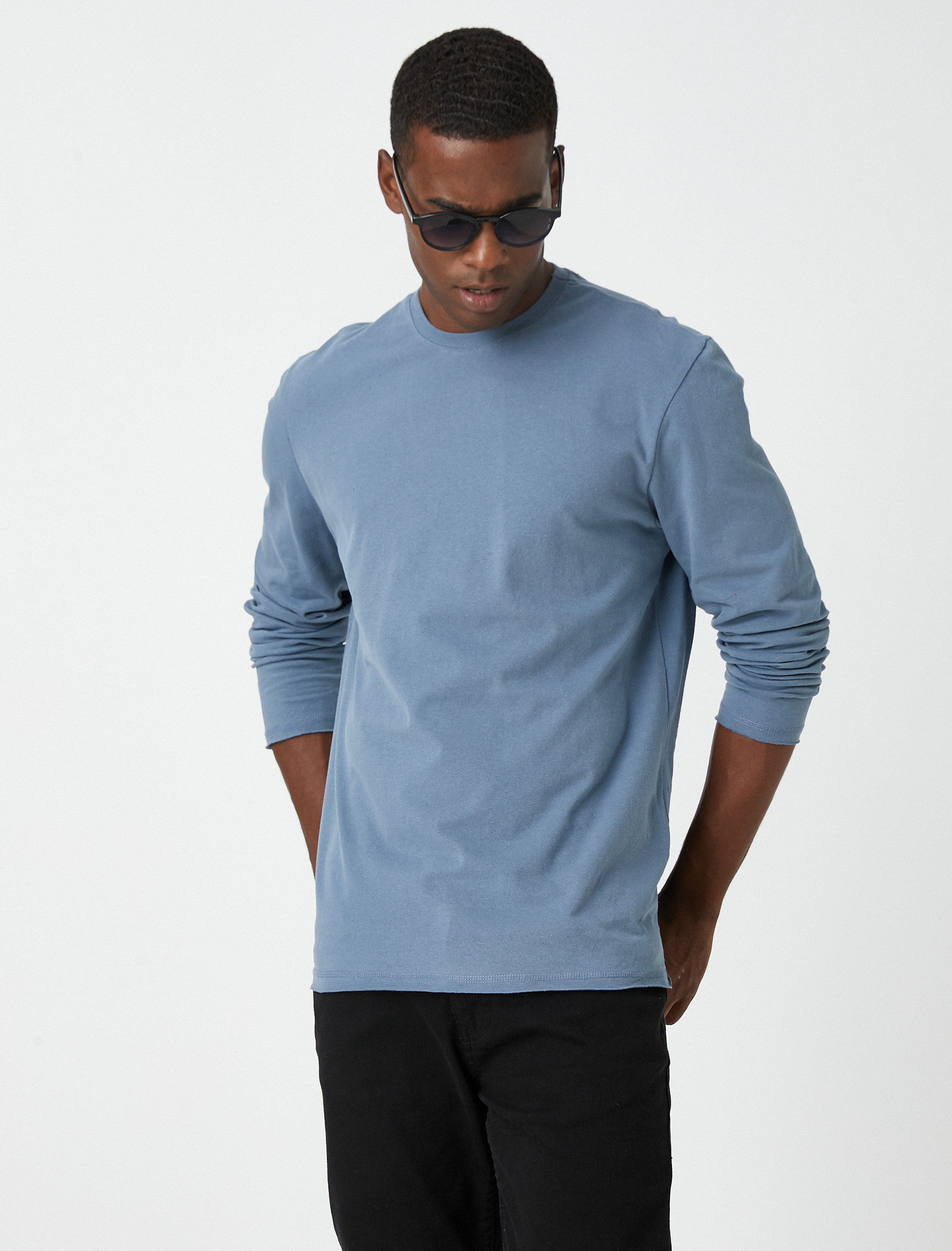   Uzun Kollu Tişört Bisiklet Yaka