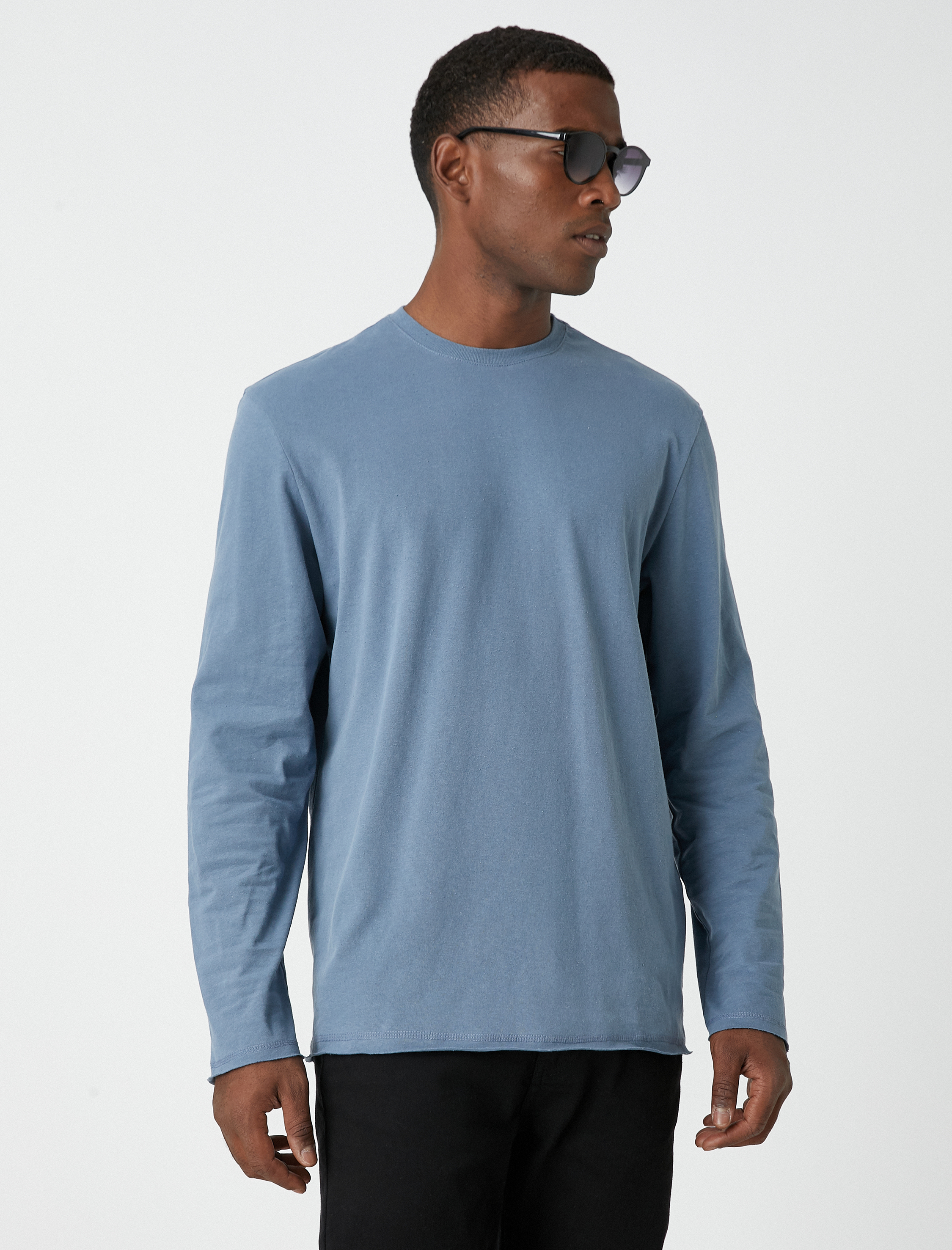   Uzun Kollu Tişört Bisiklet Yaka