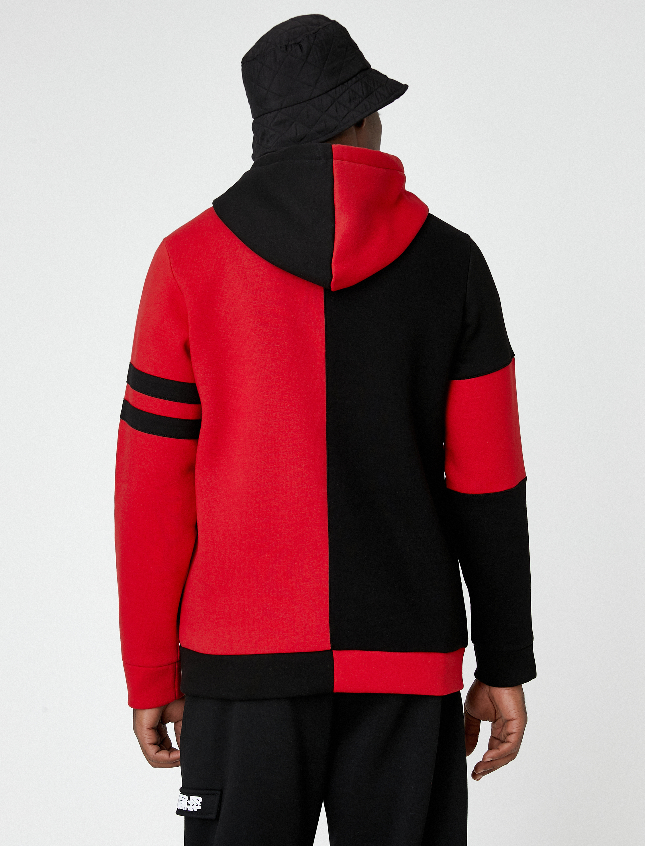   Kolej Oversize Sweatshirt Şardonlu Kapşonlu Renk Bloklu