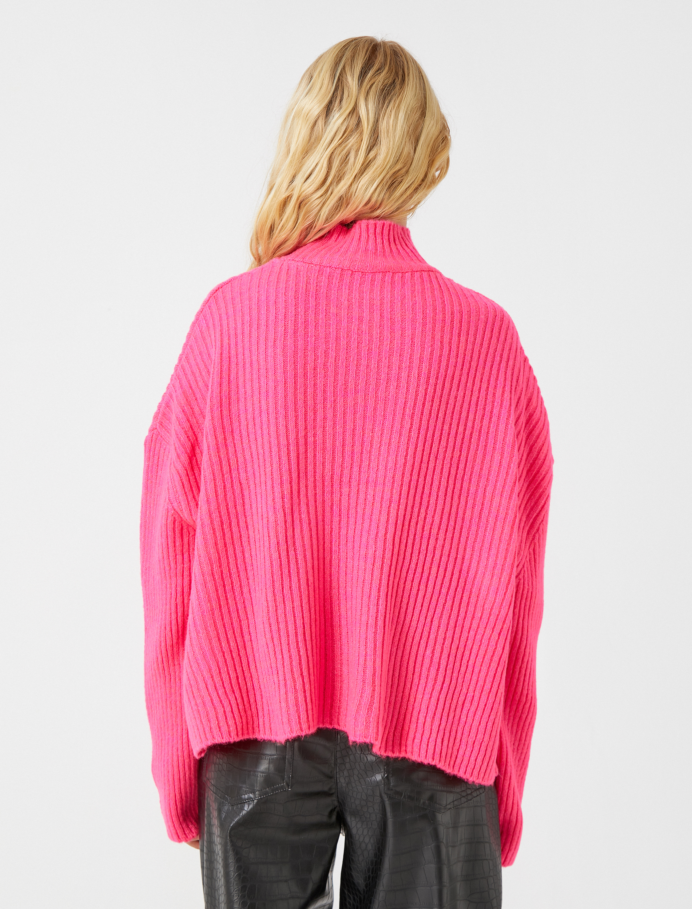   Yarım Balıkçı Yaka Kazak Triko Uzun Kollu