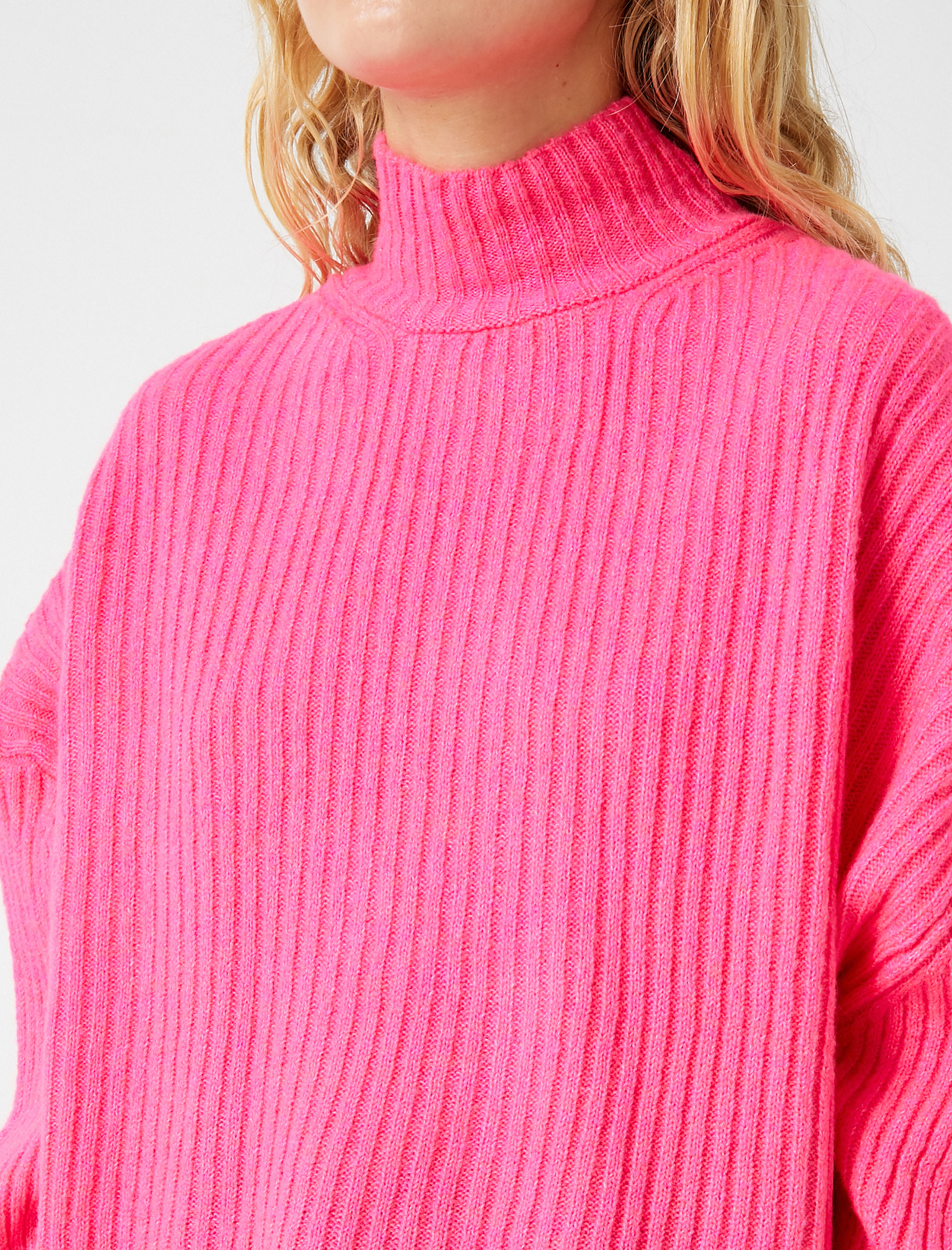   Yarım Balıkçı Yaka Kazak Triko Uzun Kollu