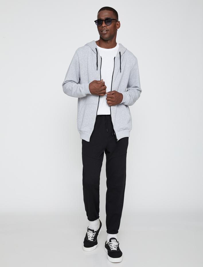  Fermuarlı Kapşonlu Sweatshirt