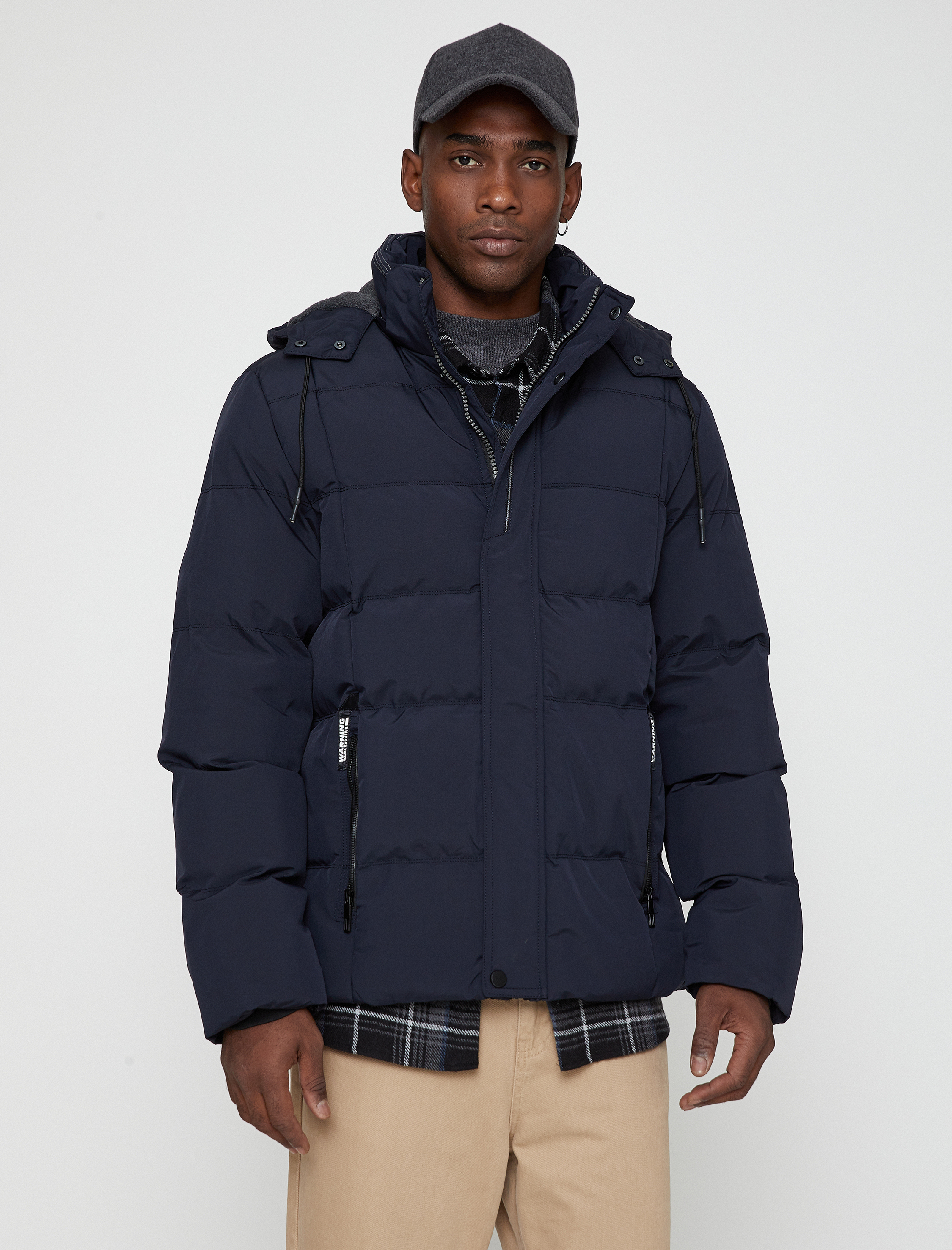   Kapşonlu Şişme Mont Cep Detaylı Su Geçirmez