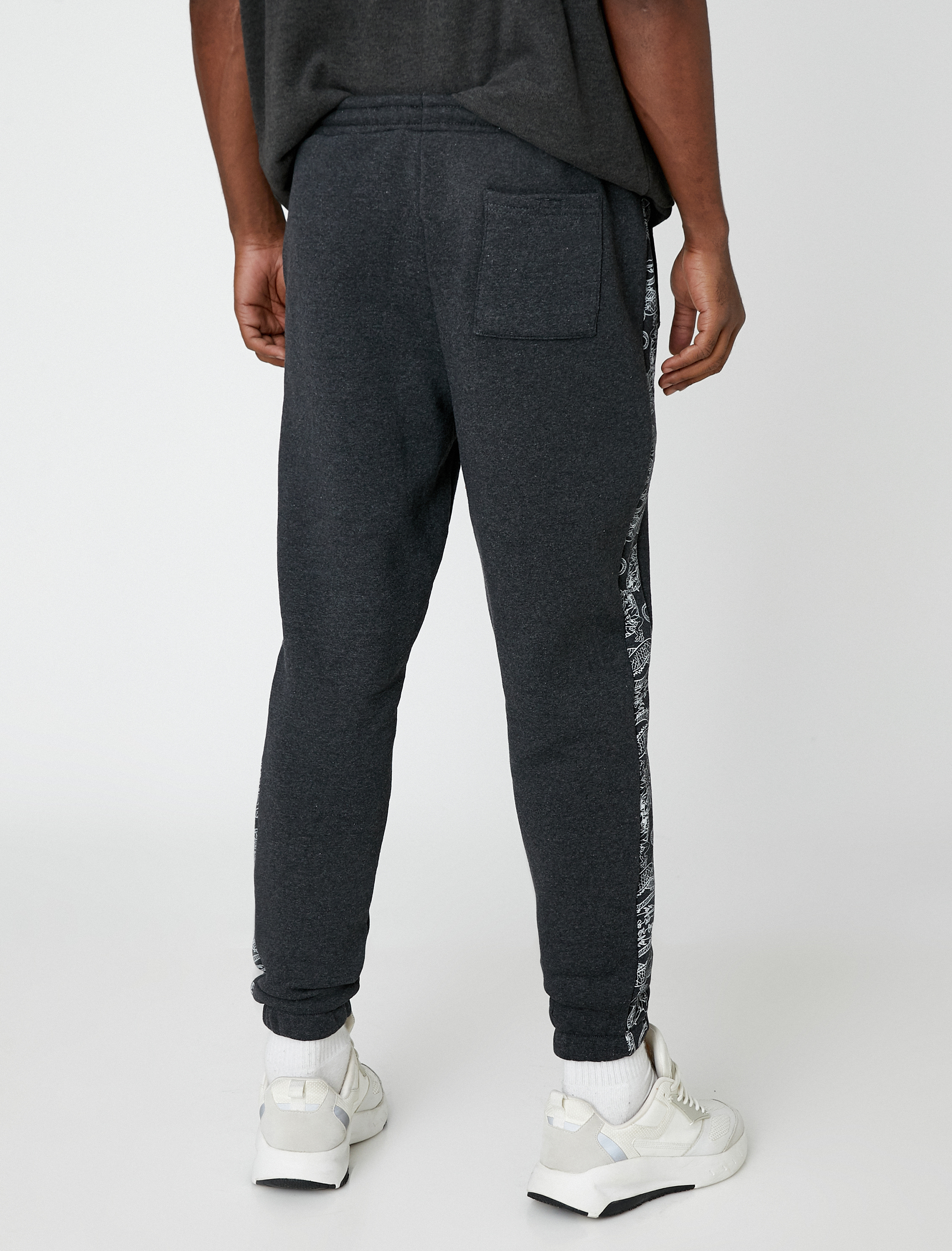 Şal Desenli Jogger Eşofman Altı Beli Bağcıklı