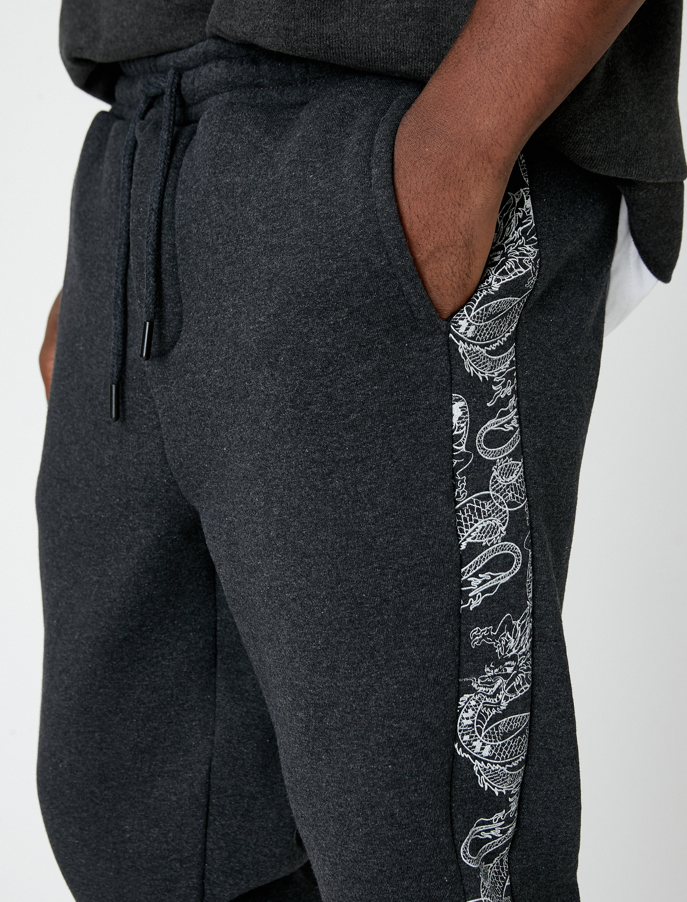 Şal Desenli Jogger Eşofman Altı Beli Bağcıklı