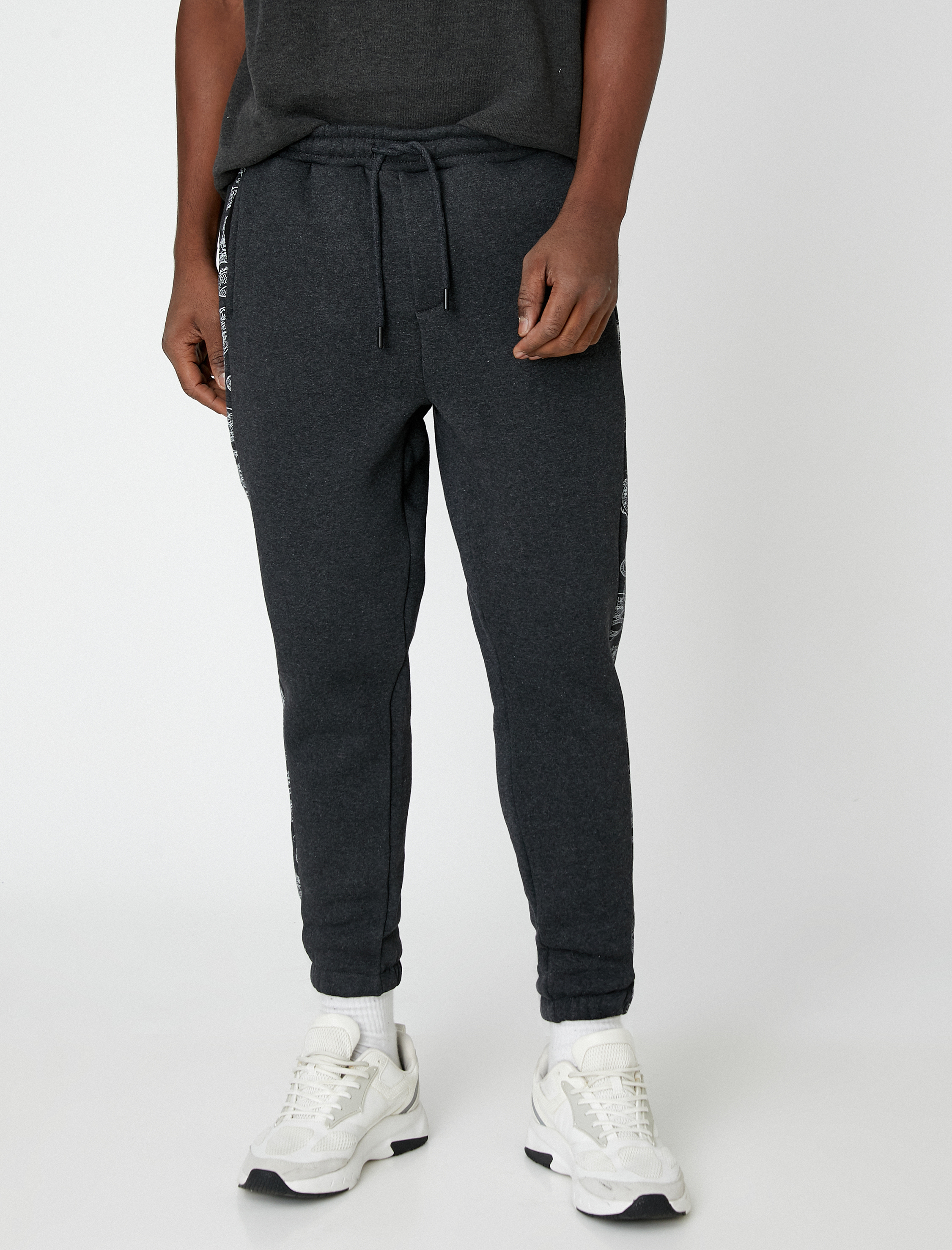 Şal Desenli Jogger Eşofman Altı Beli Bağcıklı