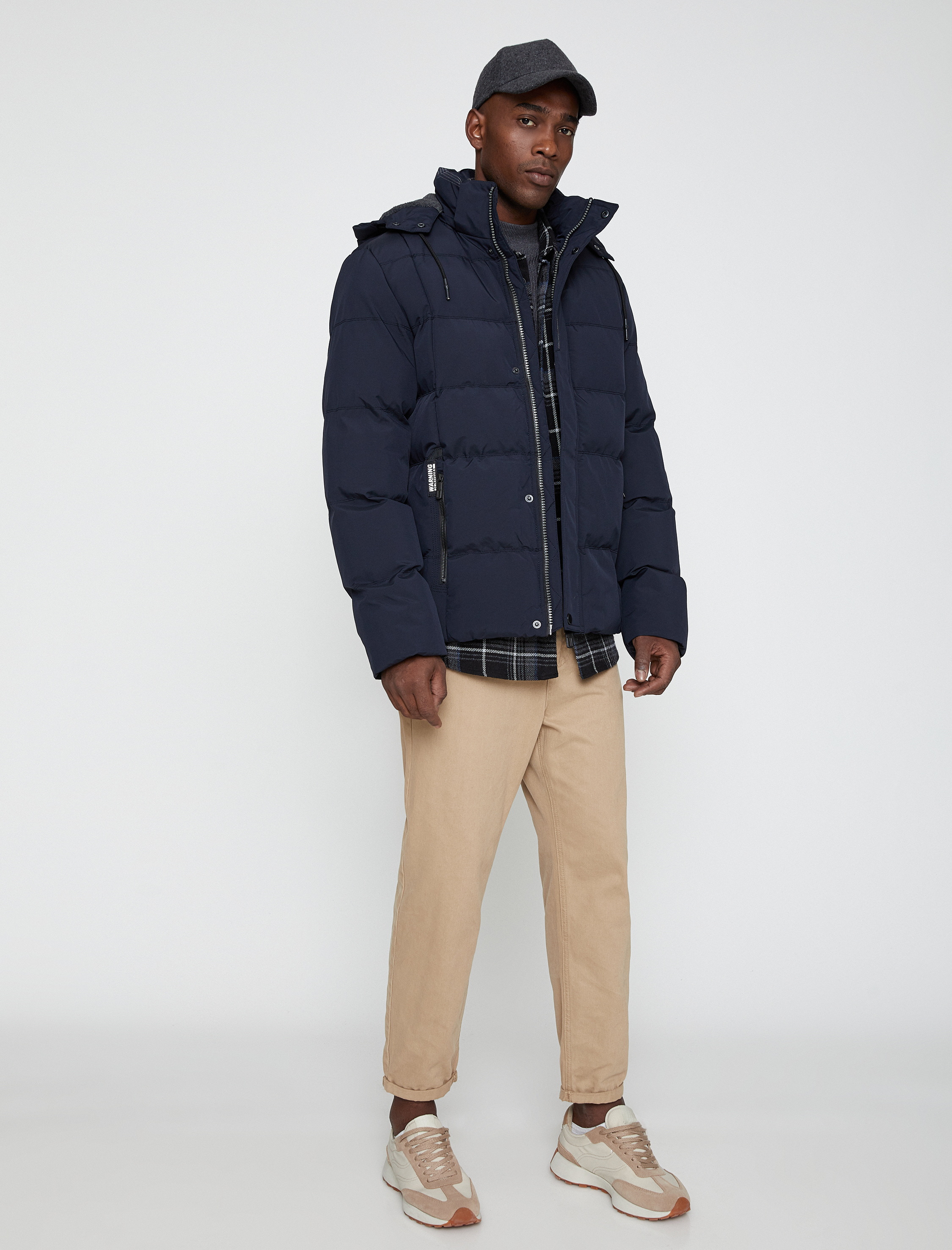   Kapşonlu Şişme Mont Cep Detaylı Su Geçirmez