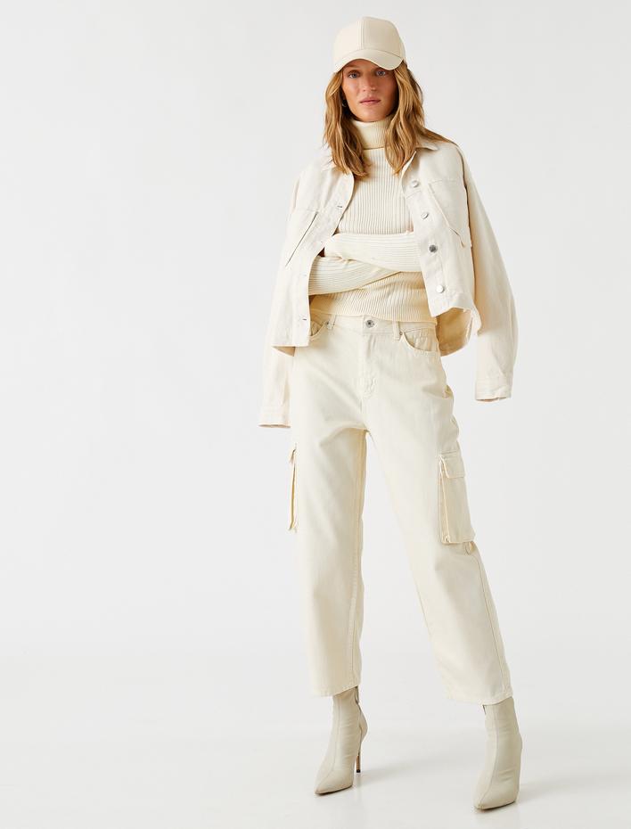  Yüksek Bel Kargo Pantolon Düz Paça