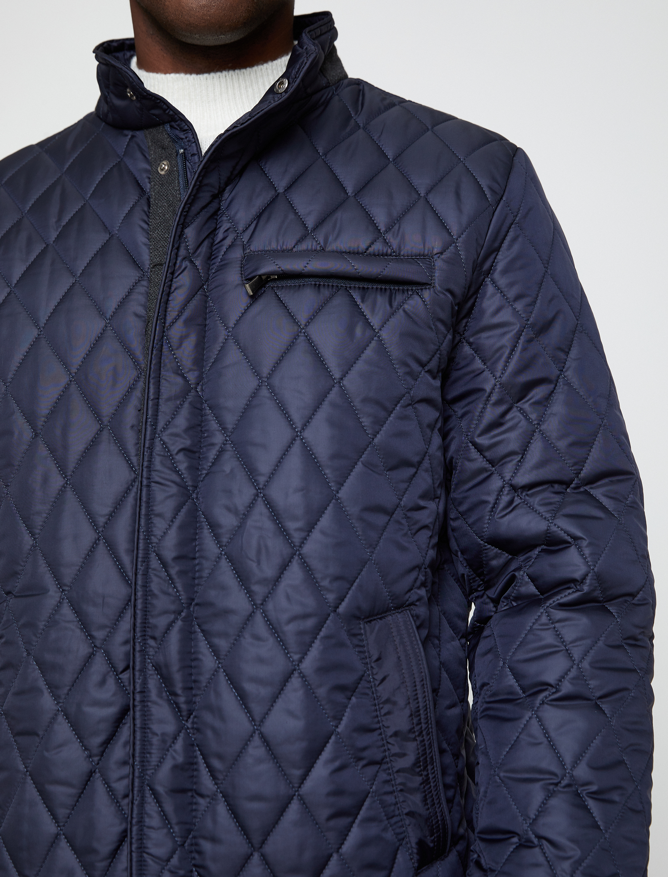   Kapitone Mont Dik Yaka Cep Detaylı