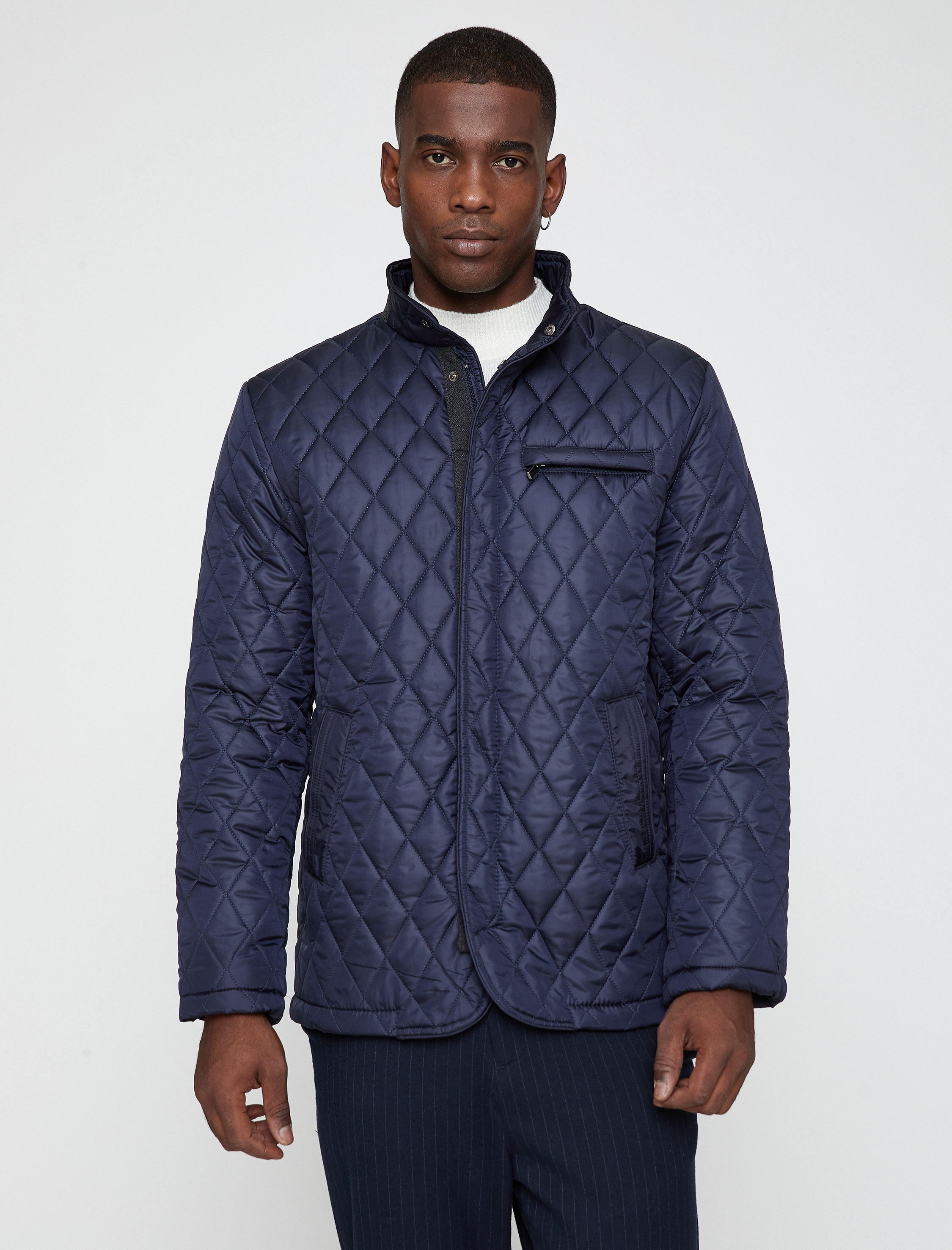   Kapitone Mont Dik Yaka Cep Detaylı