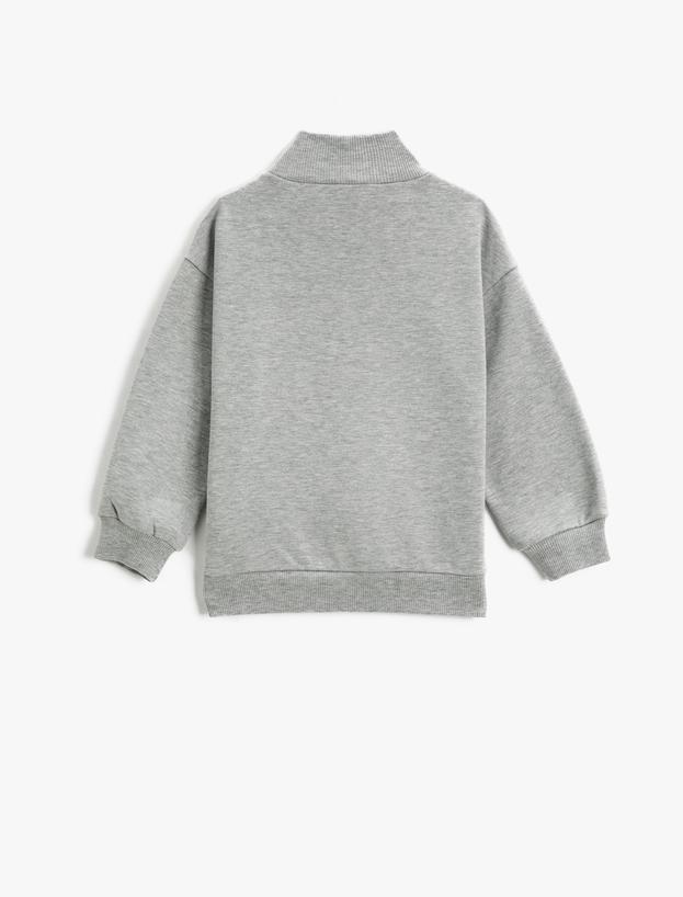  Erkek Çocuk Yarım Balıkçı Yaka Sweatshirt Kapitone Kanguru Cep Detaylı